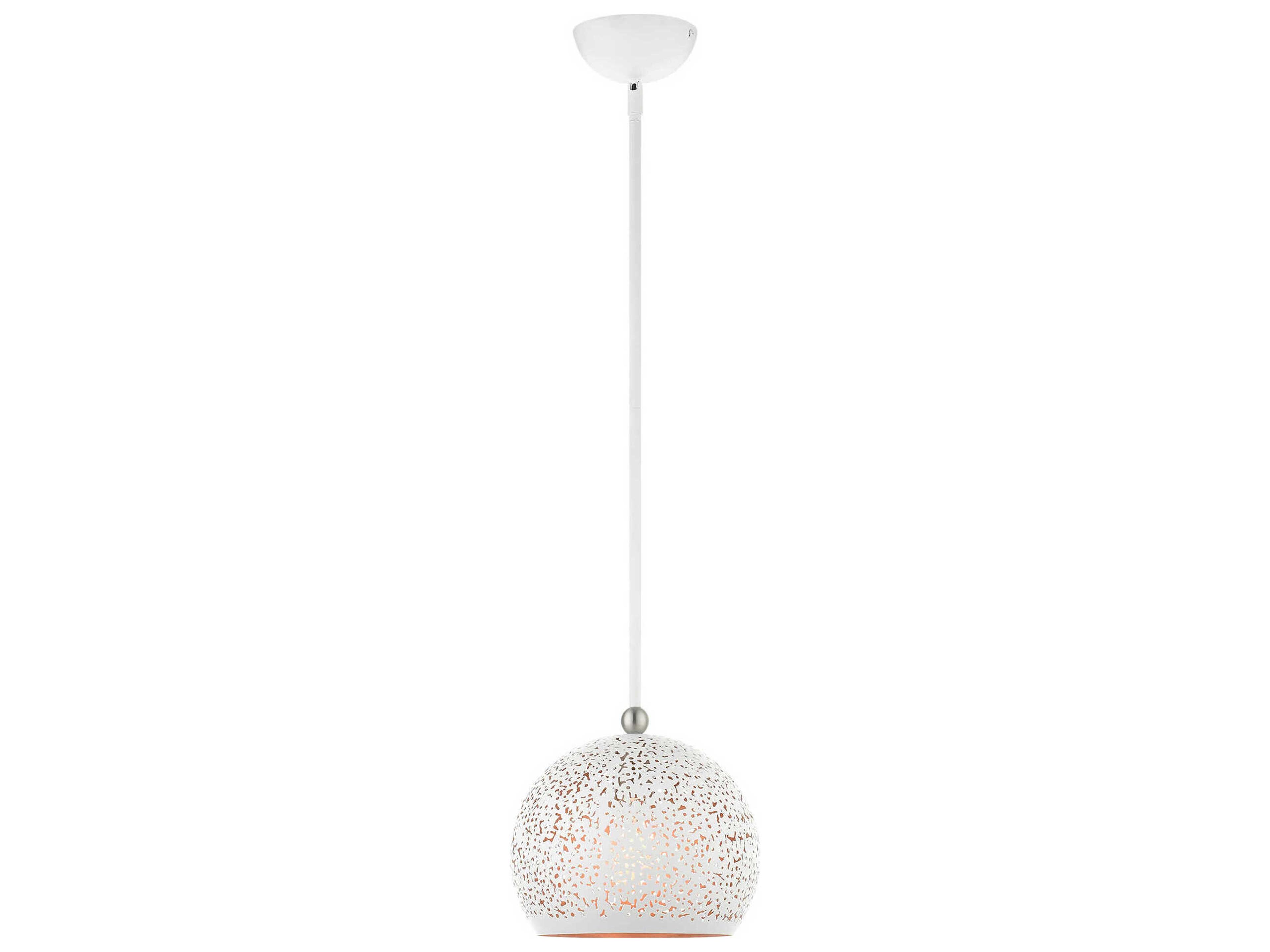Charlton 1-Light White Brushed Nickel Dome Mini Pendant