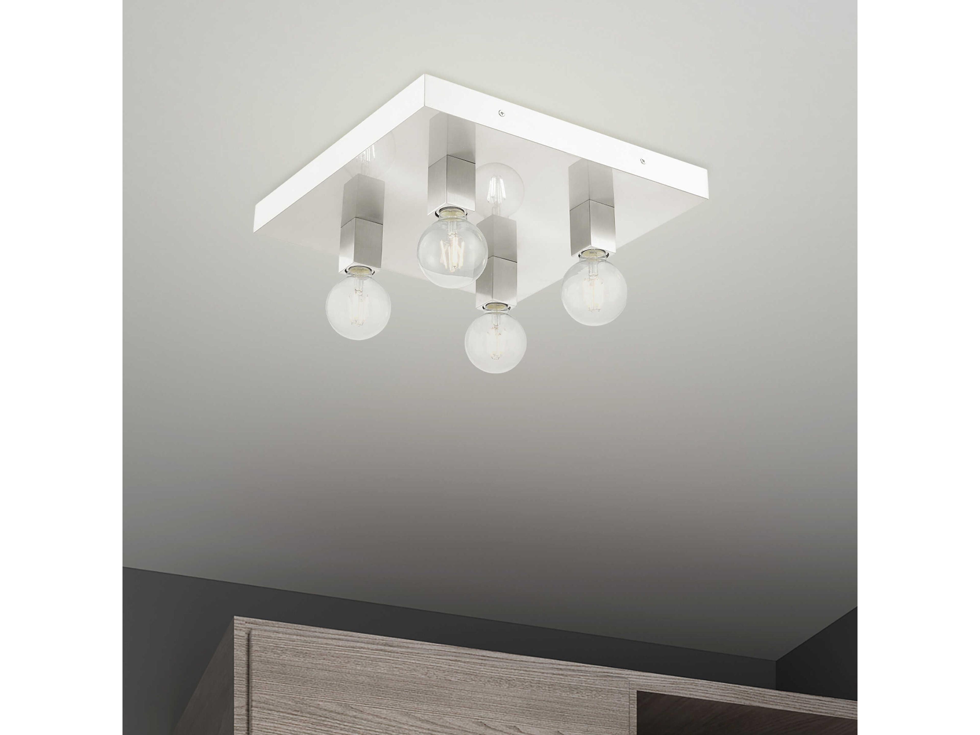 Livex Lighting Solna 4-Light Brushed Nickel Flush Mount