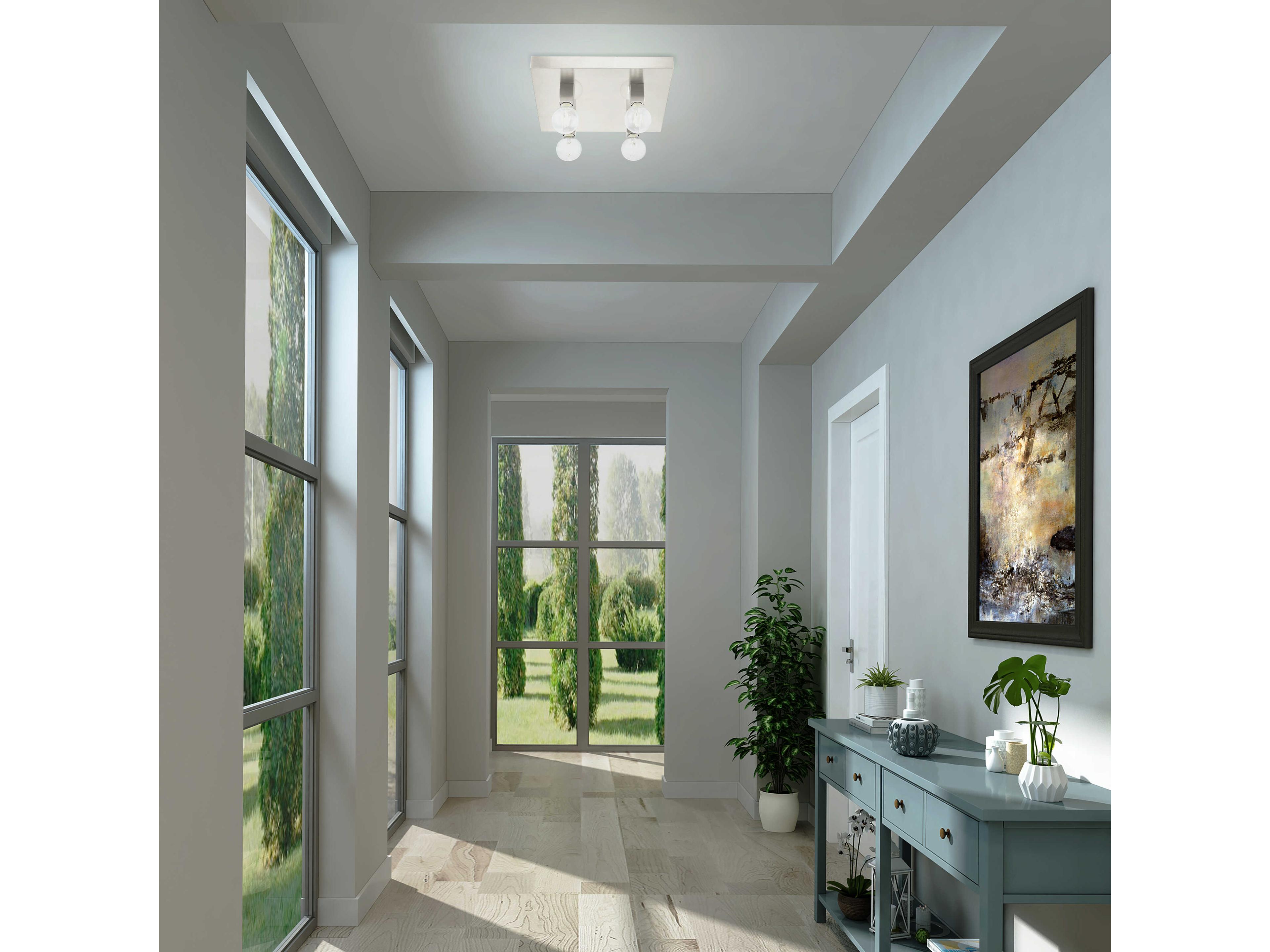 Livex Lighting Solna 4-Light Brushed Nickel Flush Mount