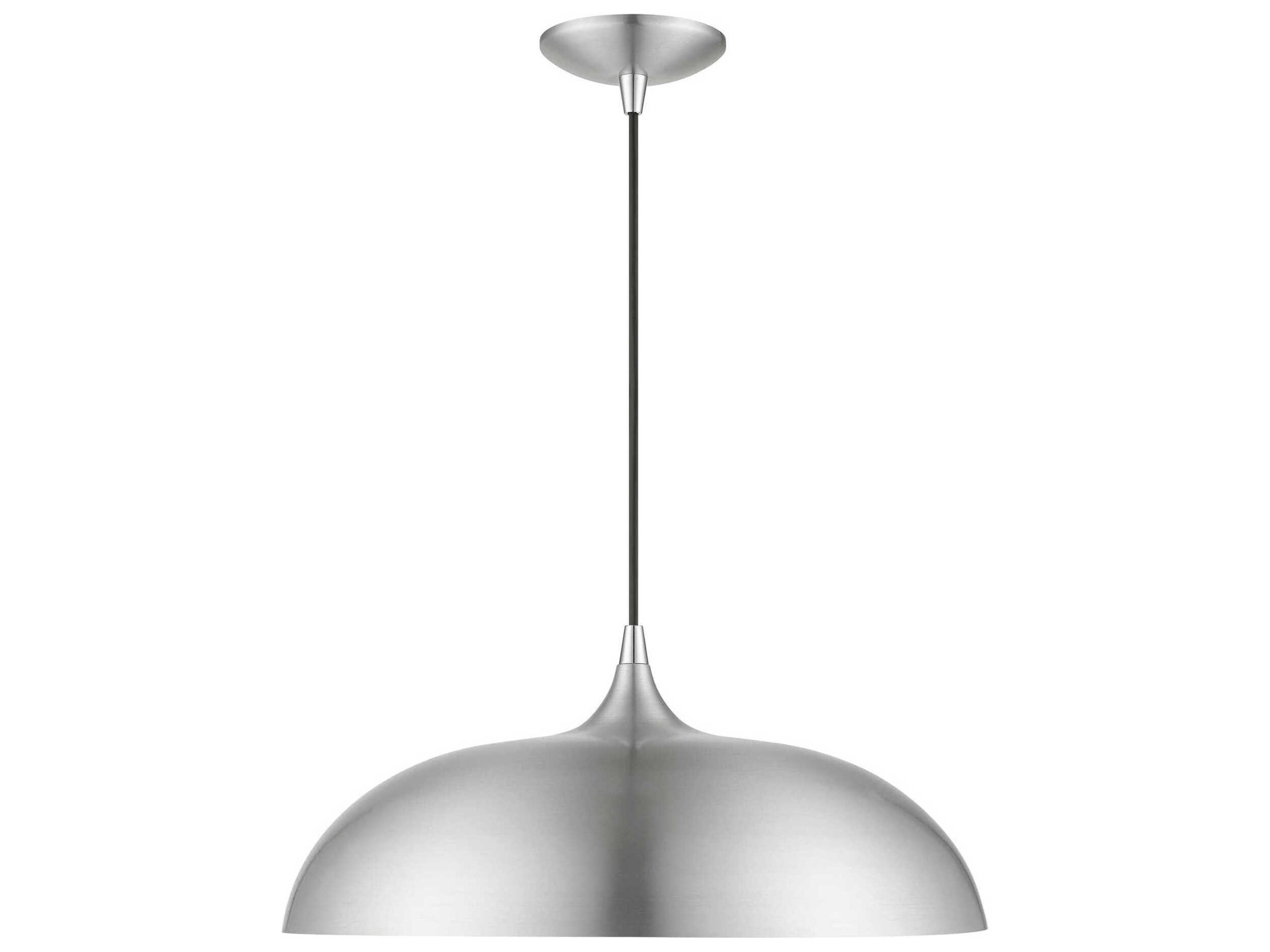 Livex Lighting Amador 1-Light Brushed Aluminum Polished Chrome Gray Dome Pendant