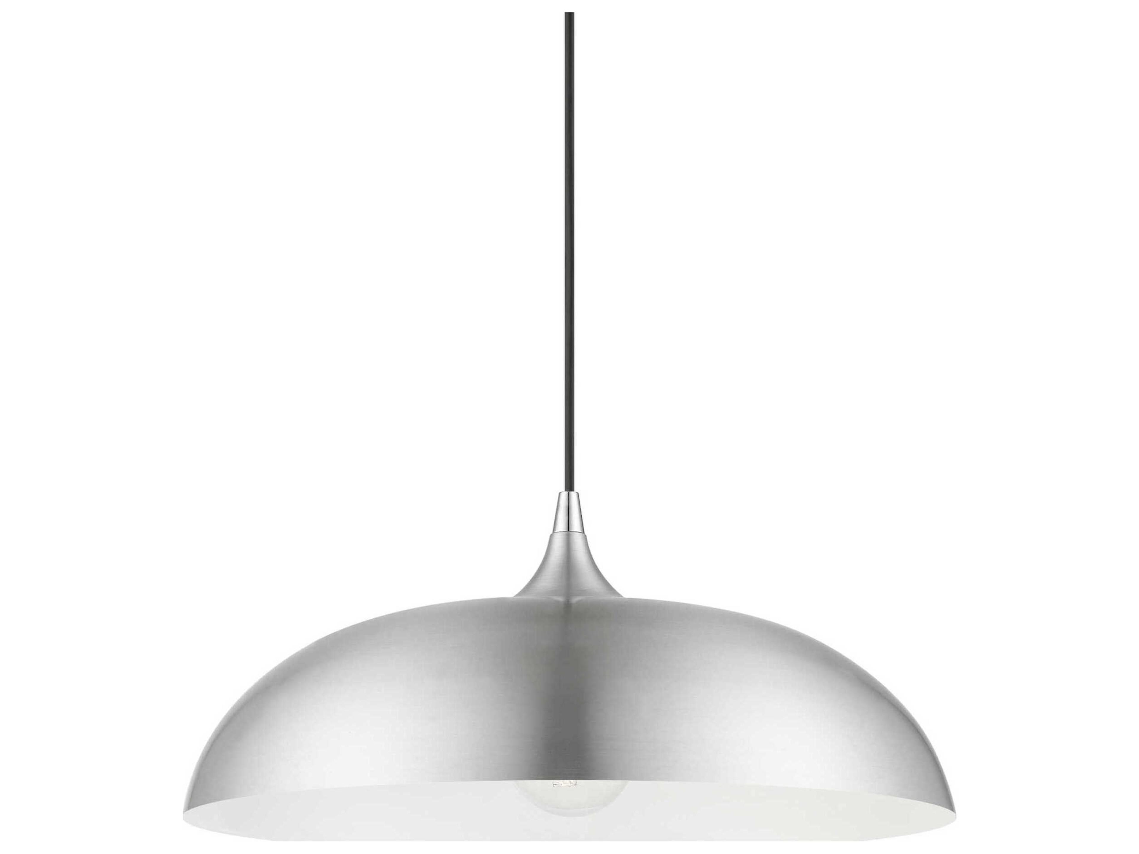 Livex Lighting Amador 1-Light Brushed Aluminum Polished Chrome Gray Dome Pendant