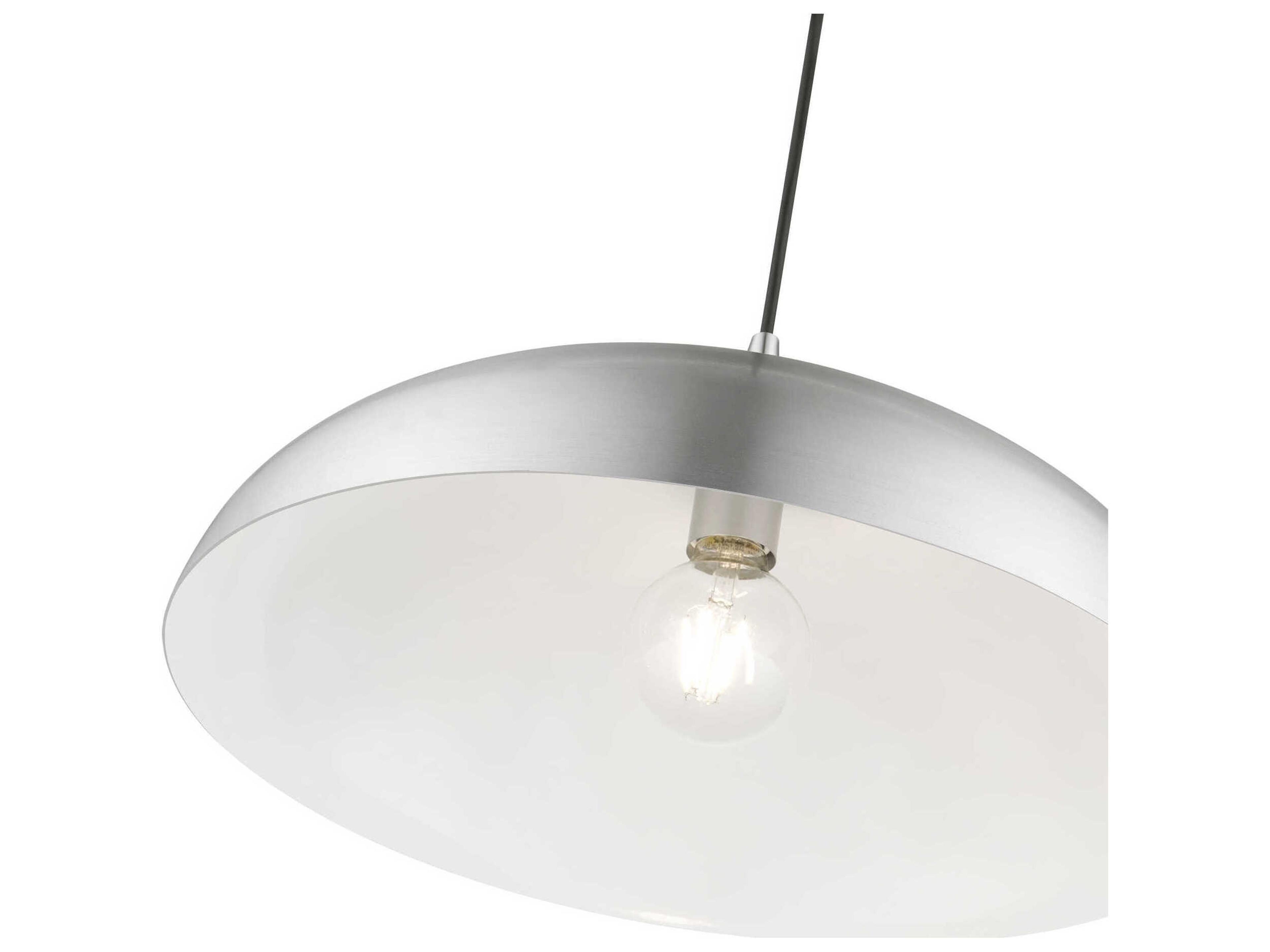 Livex Lighting Amador 1-Light Brushed Aluminum Polished Chrome Gray Dome Pendant