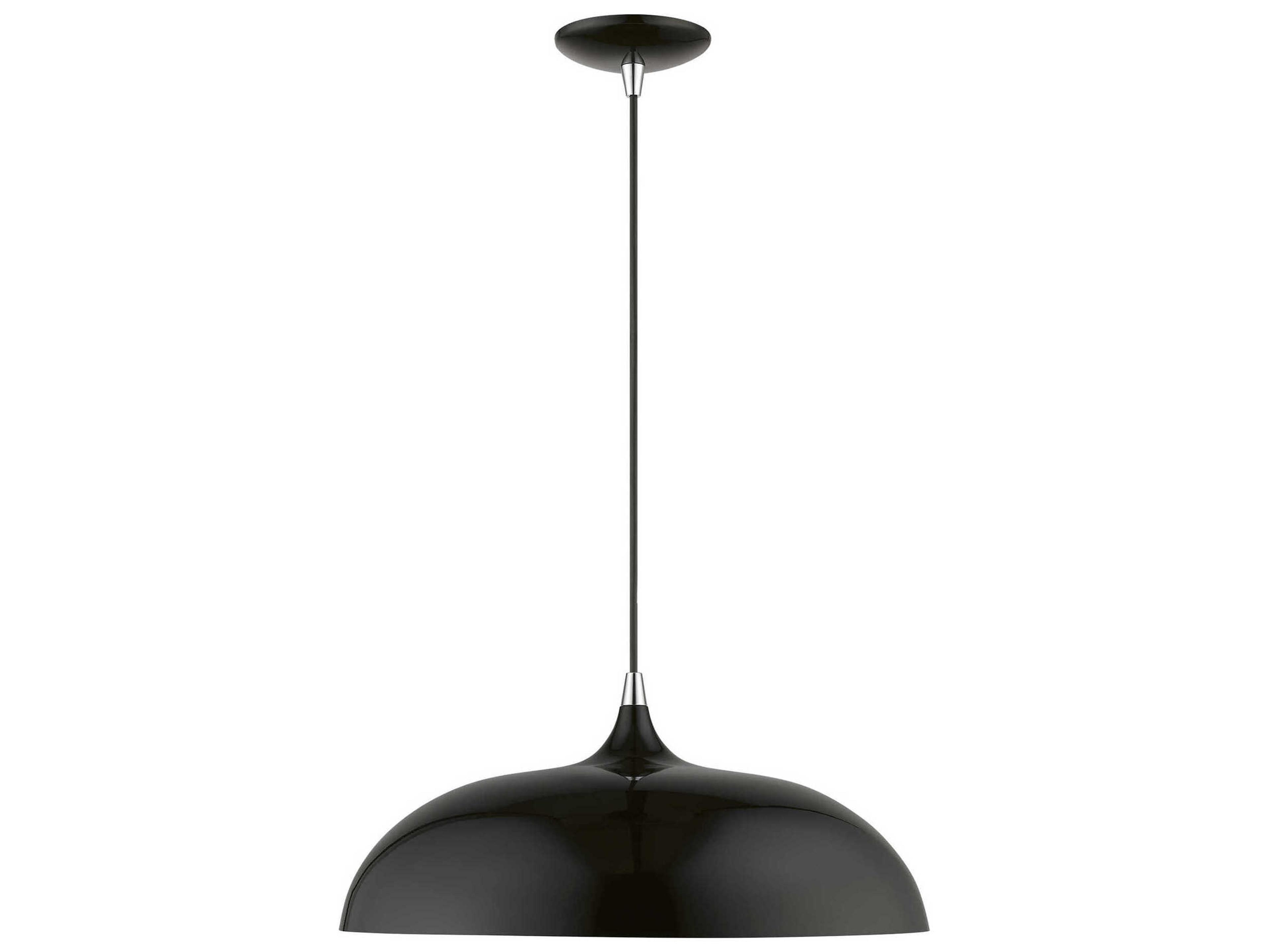 Livex Lighting Amador 1-Light Shiny Black Polished Chrome Dome Pendant