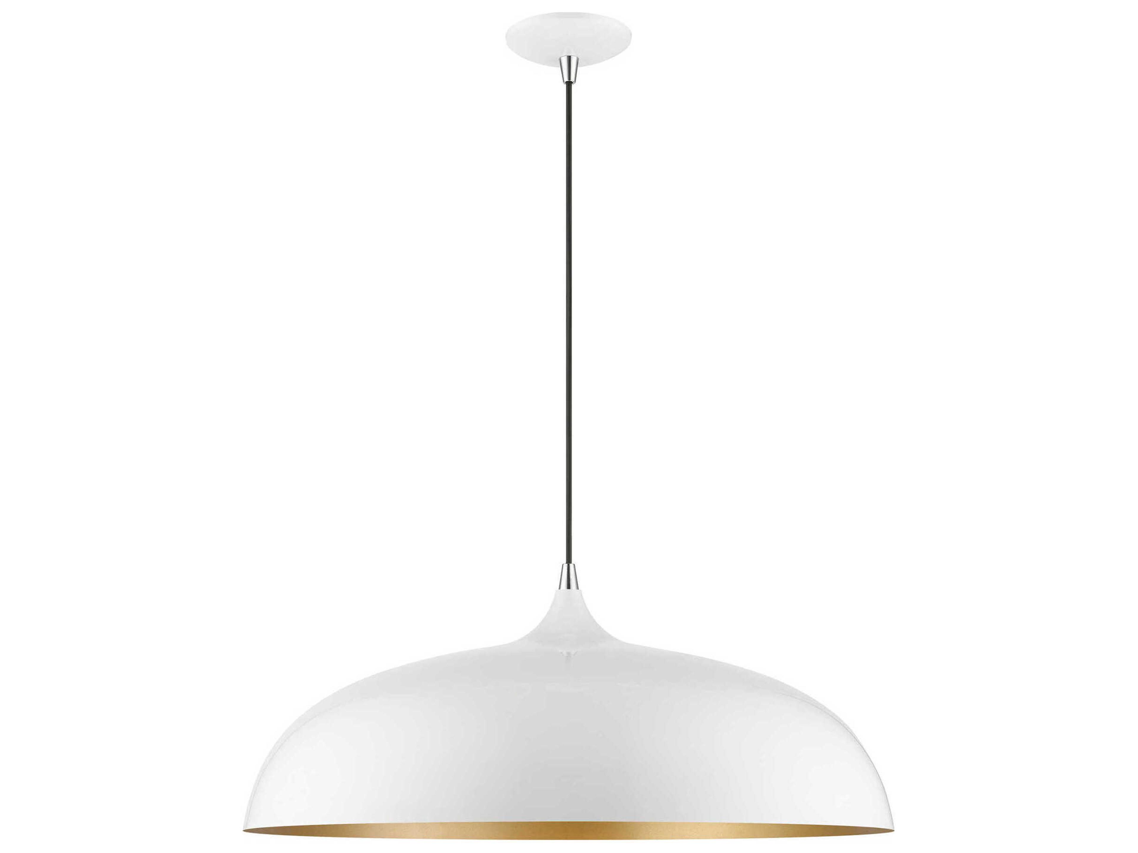 Amador 3-Light Shiny White Polished Chrome Dome Pendant