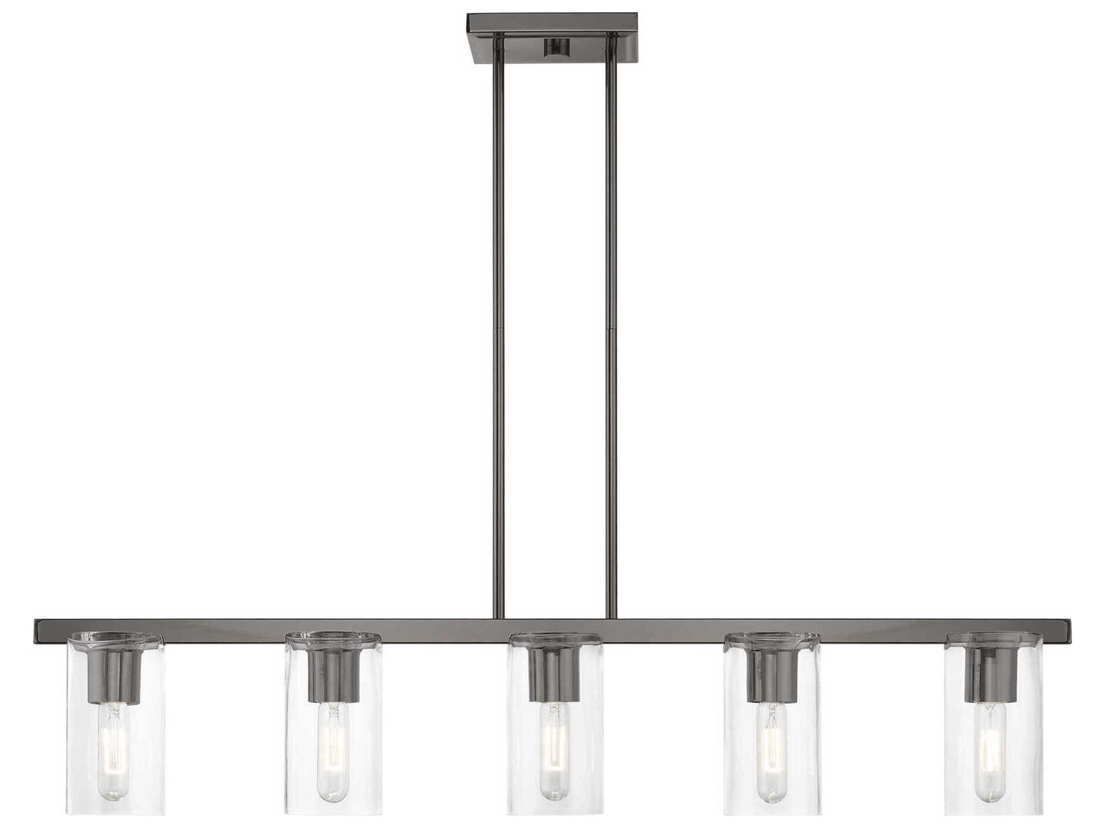 Clarion 5-Light Black Chrome Glass Cylinder Linear Island Pendant