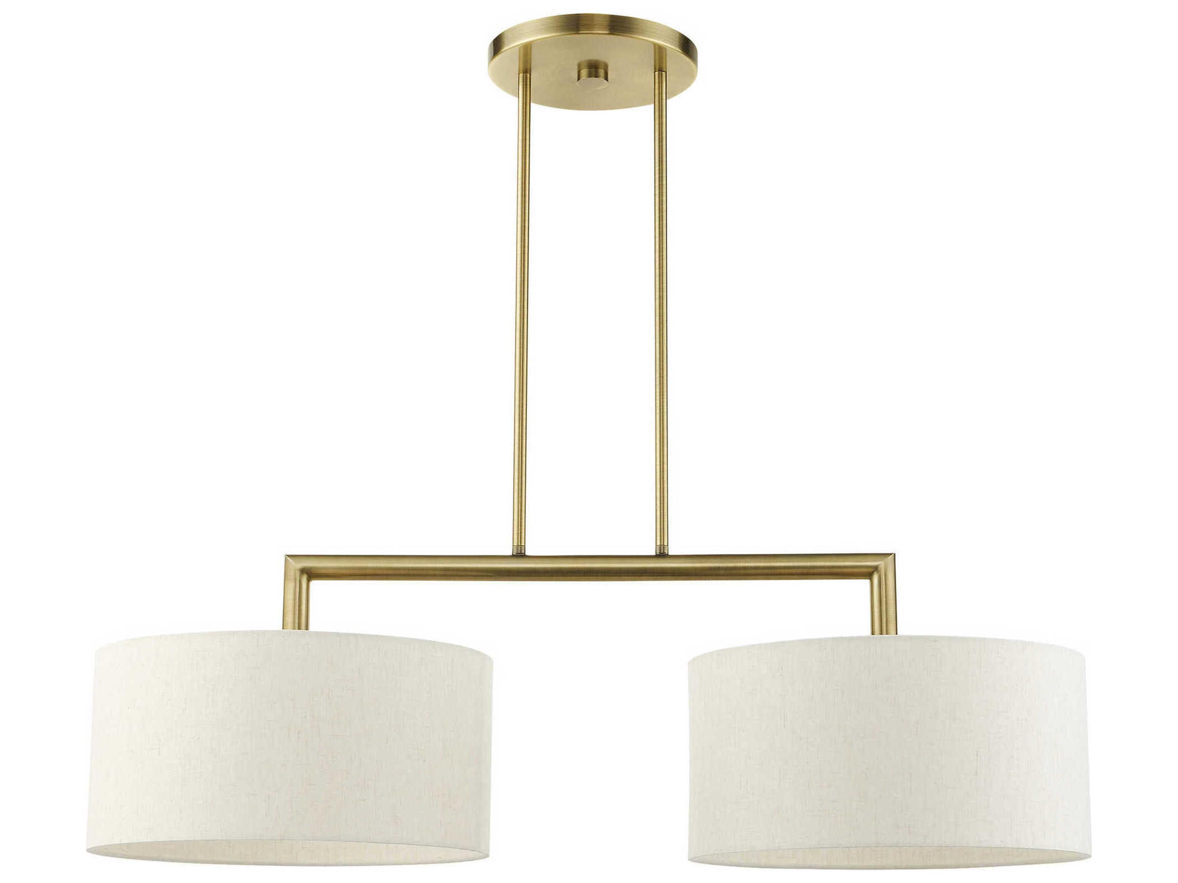 Livex Lighting Meridian 2-Light Antique Brass Drum Island Pendant