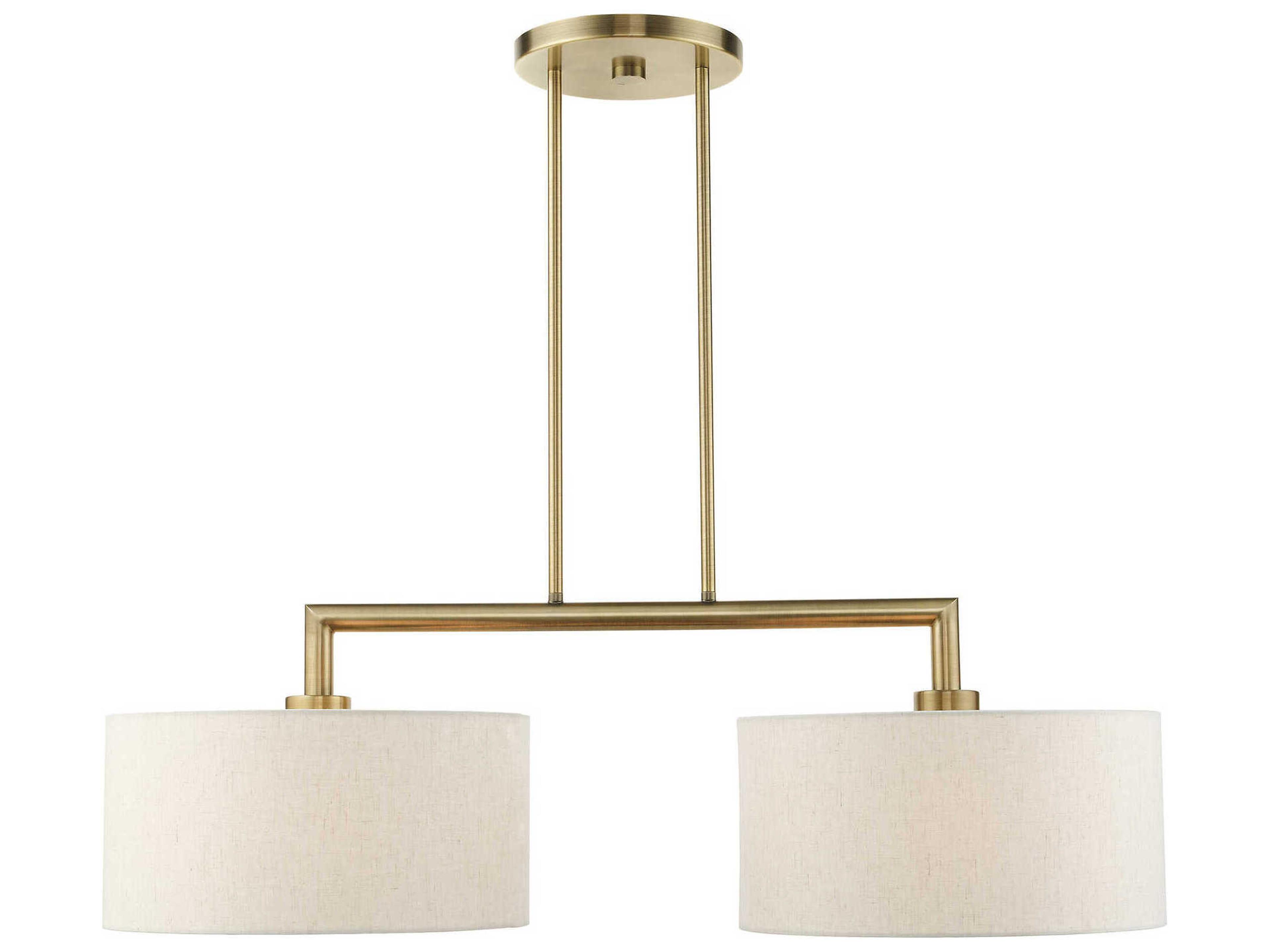 Livex Lighting Meridian 2-Light Antique Brass Drum Island Pendant