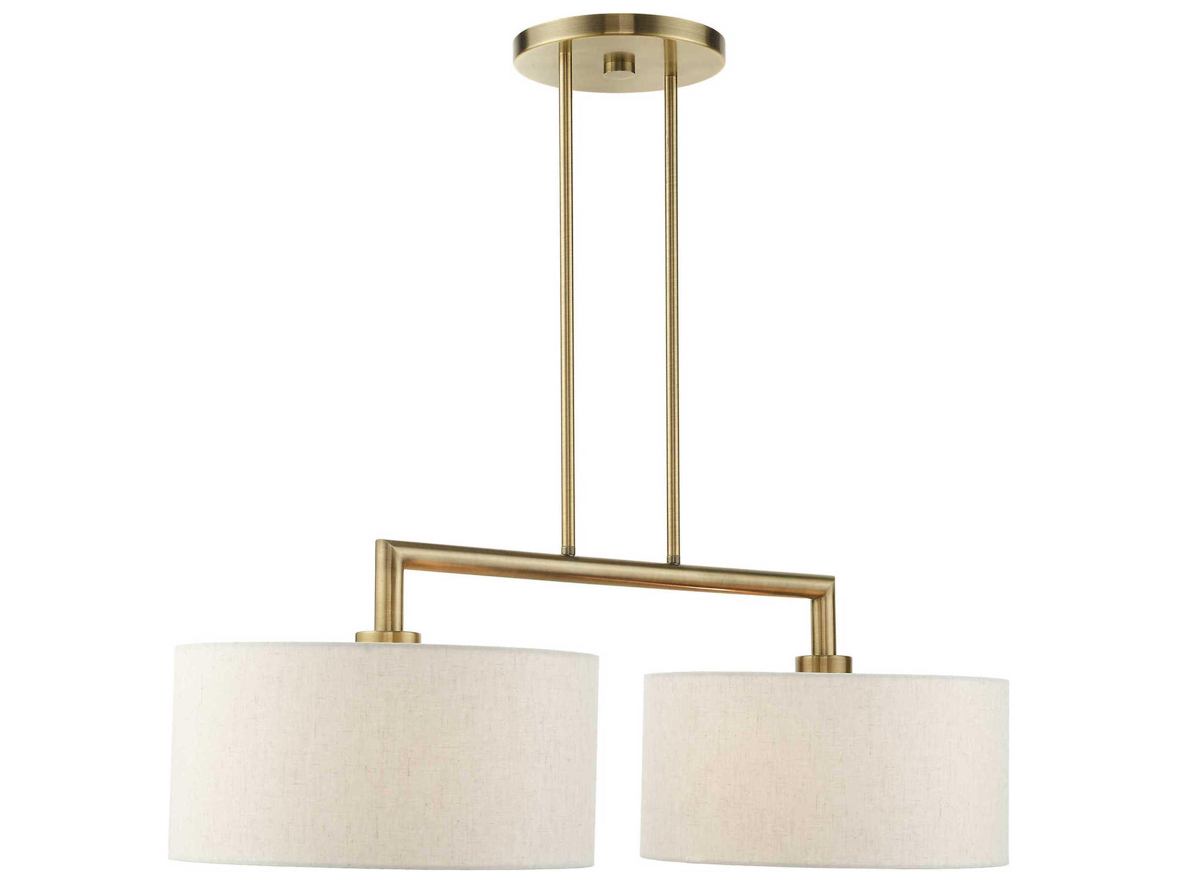Livex Lighting Meridian 2-Light Antique Brass Drum Island Pendant