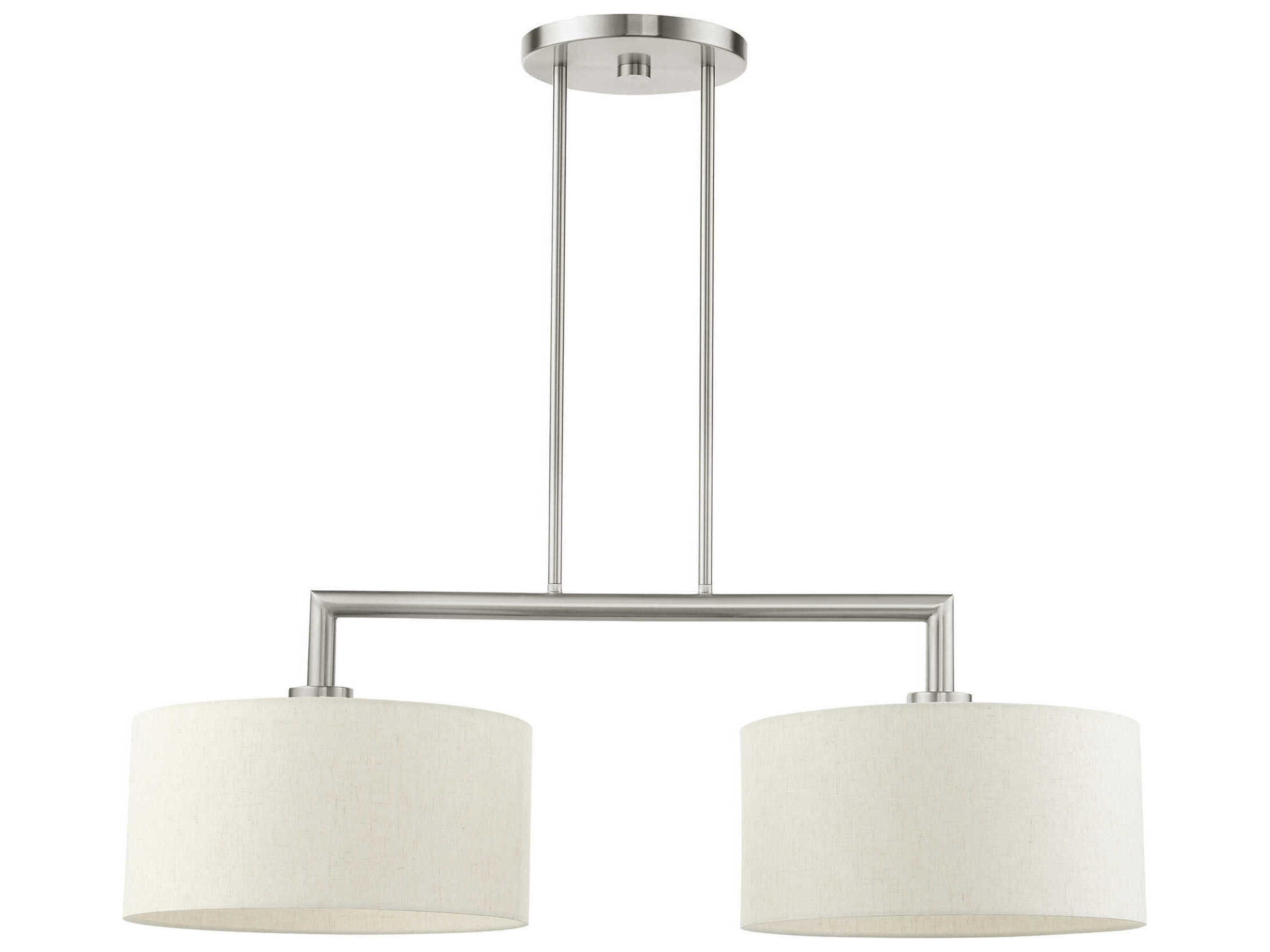 Livex Lighting Meridian 2-Light Brushed Nickel Drum Island Pendant
