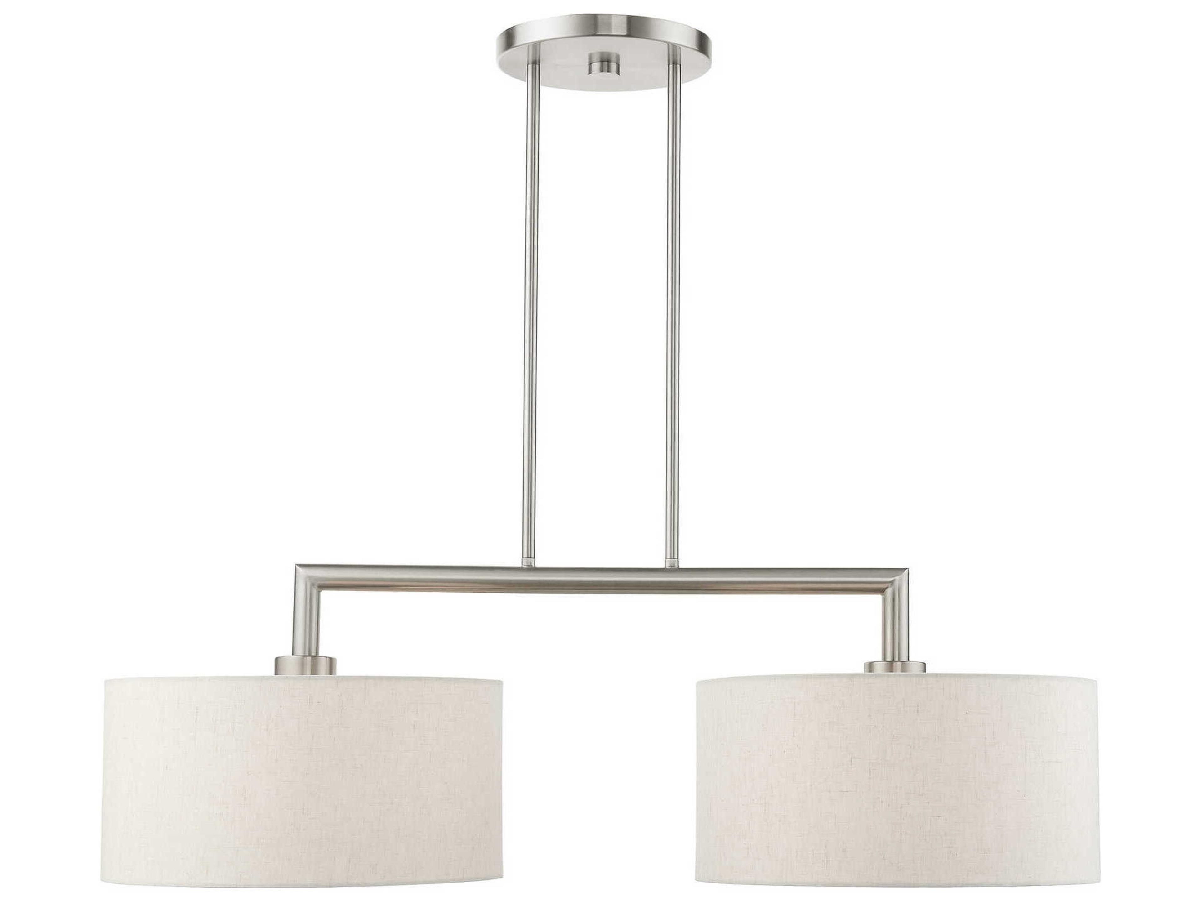 Livex Lighting Meridian 2-Light Brushed Nickel Drum Island Pendant