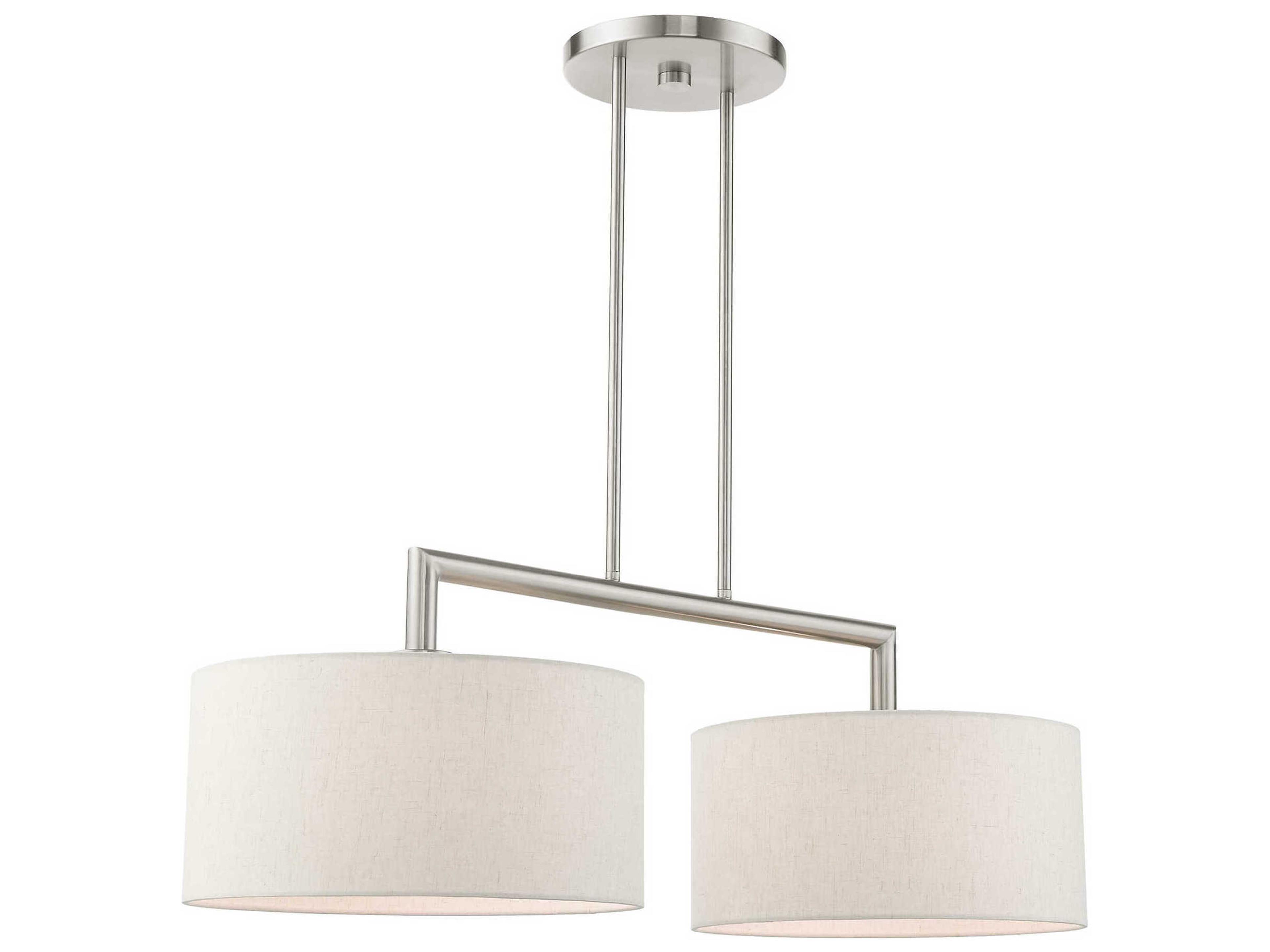 Livex Lighting Meridian 2-Light Brushed Nickel Drum Island Pendant