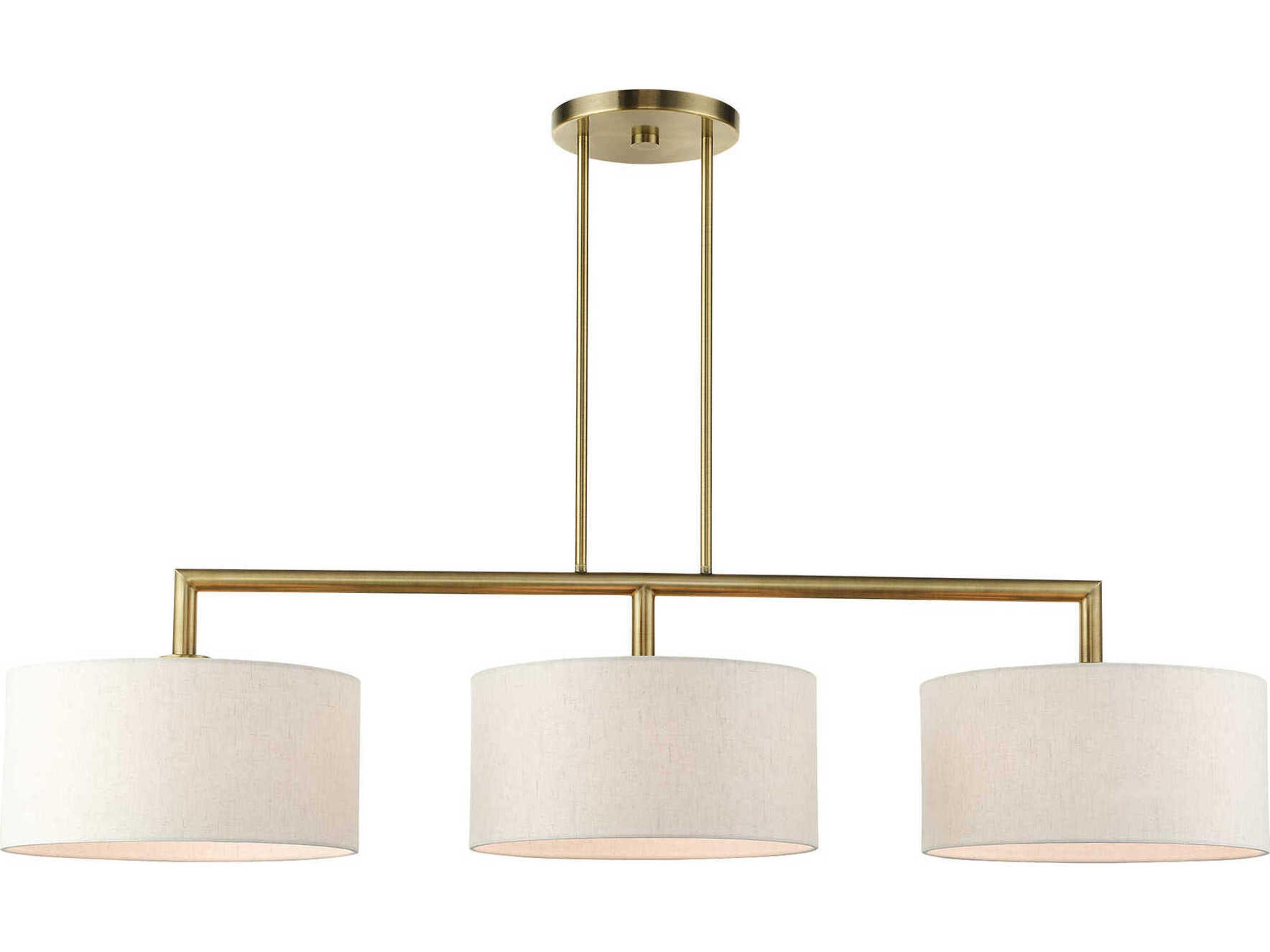 Meridian 3-Light Antique Brass Drum Island Pendant