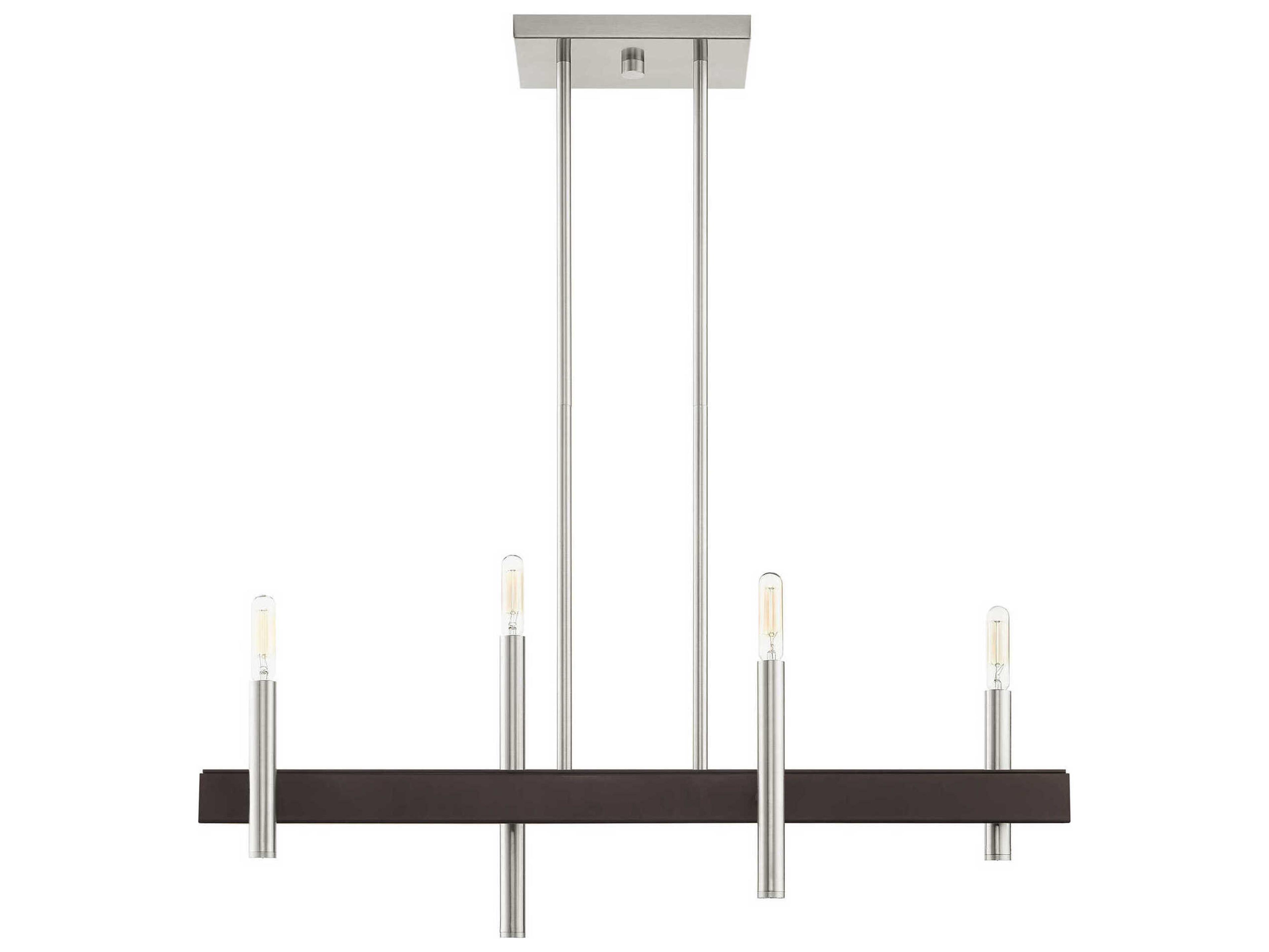 Livex Lighting Denmark 4-Light Brushed Nickel Bronze Linear Island Pendant