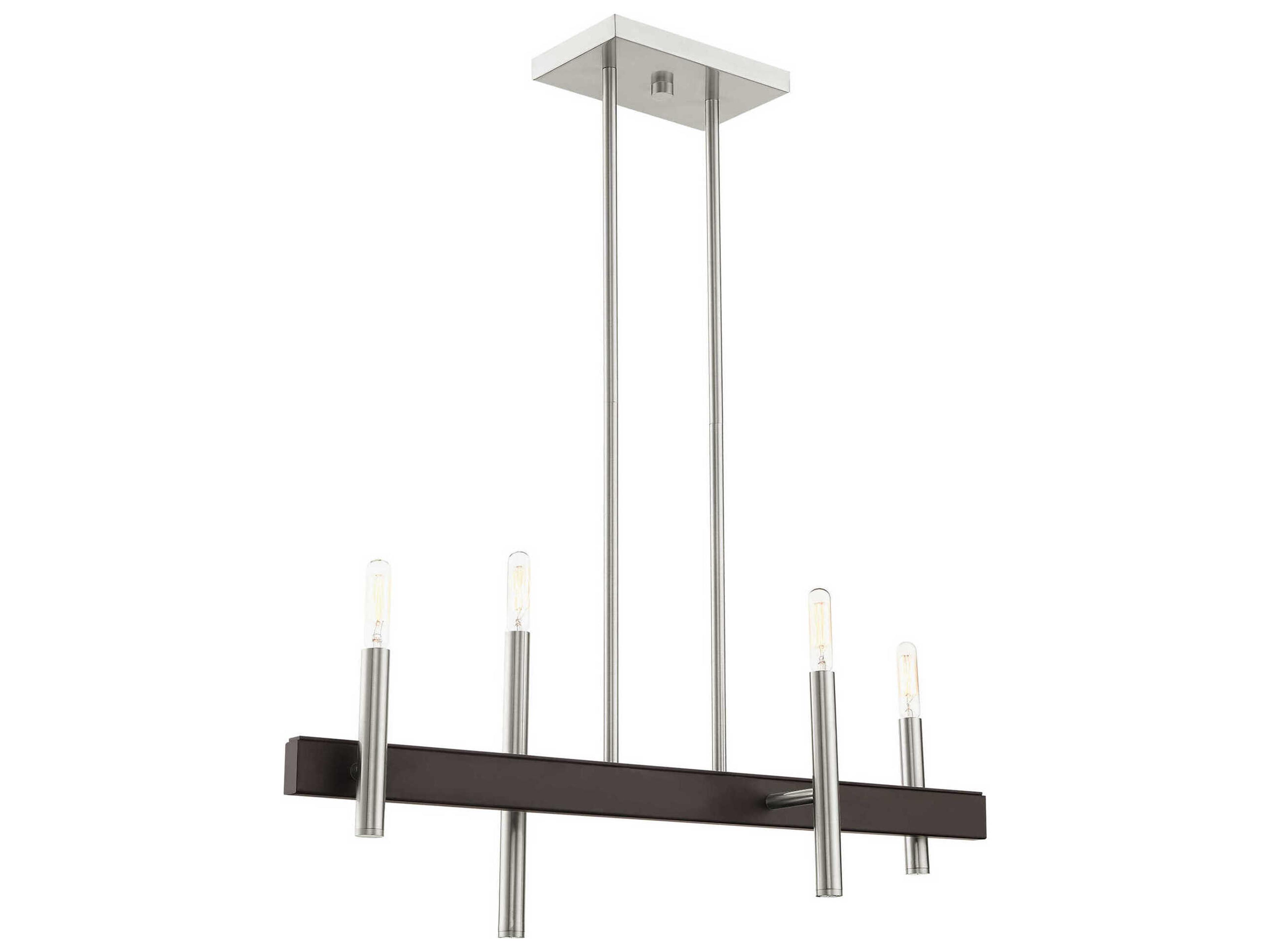 Livex Lighting Denmark 4-Light Brushed Nickel Bronze Linear Island Pendant