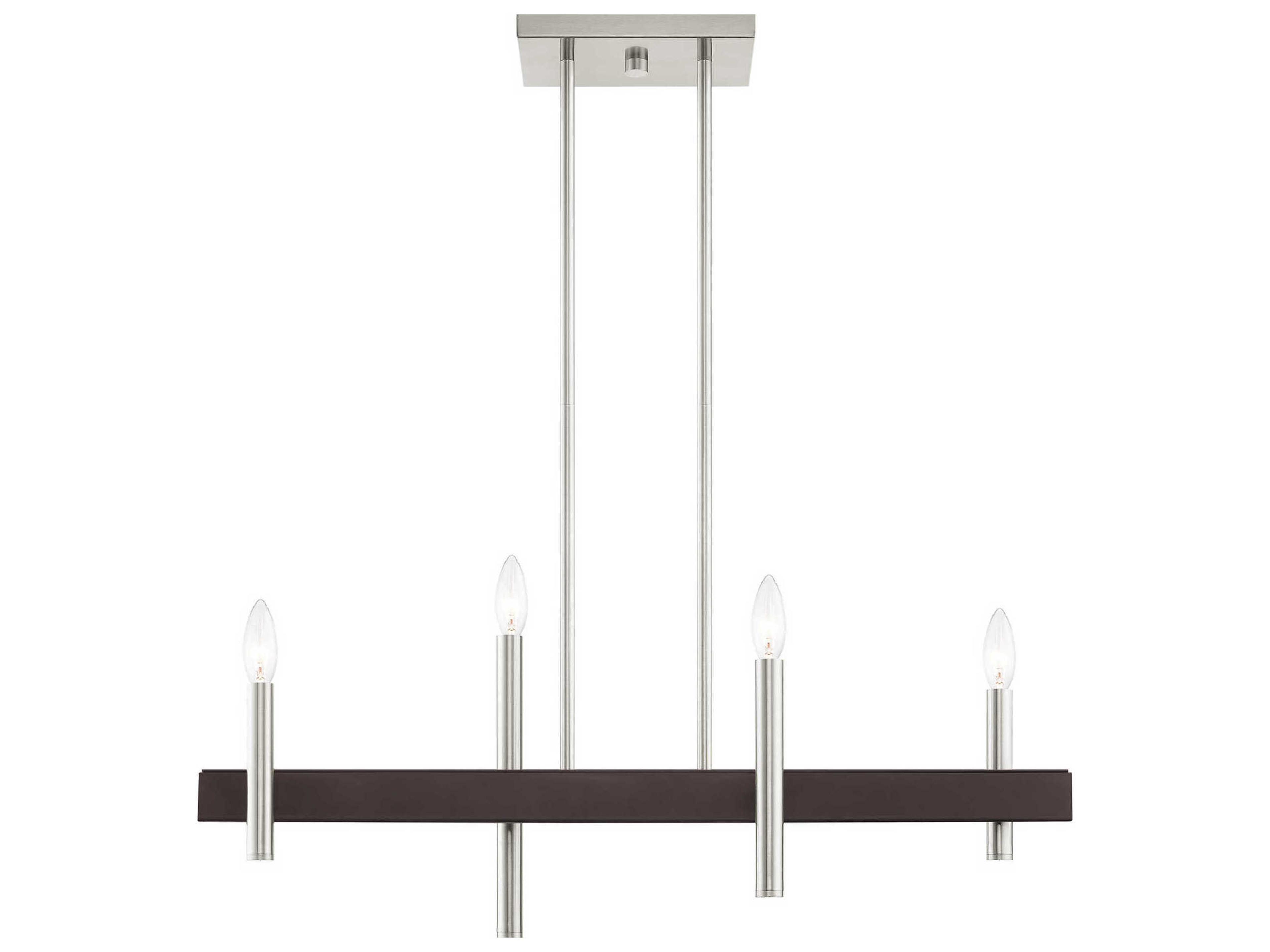 Livex Lighting Denmark 4-Light Brushed Nickel Bronze Linear Island Pendant