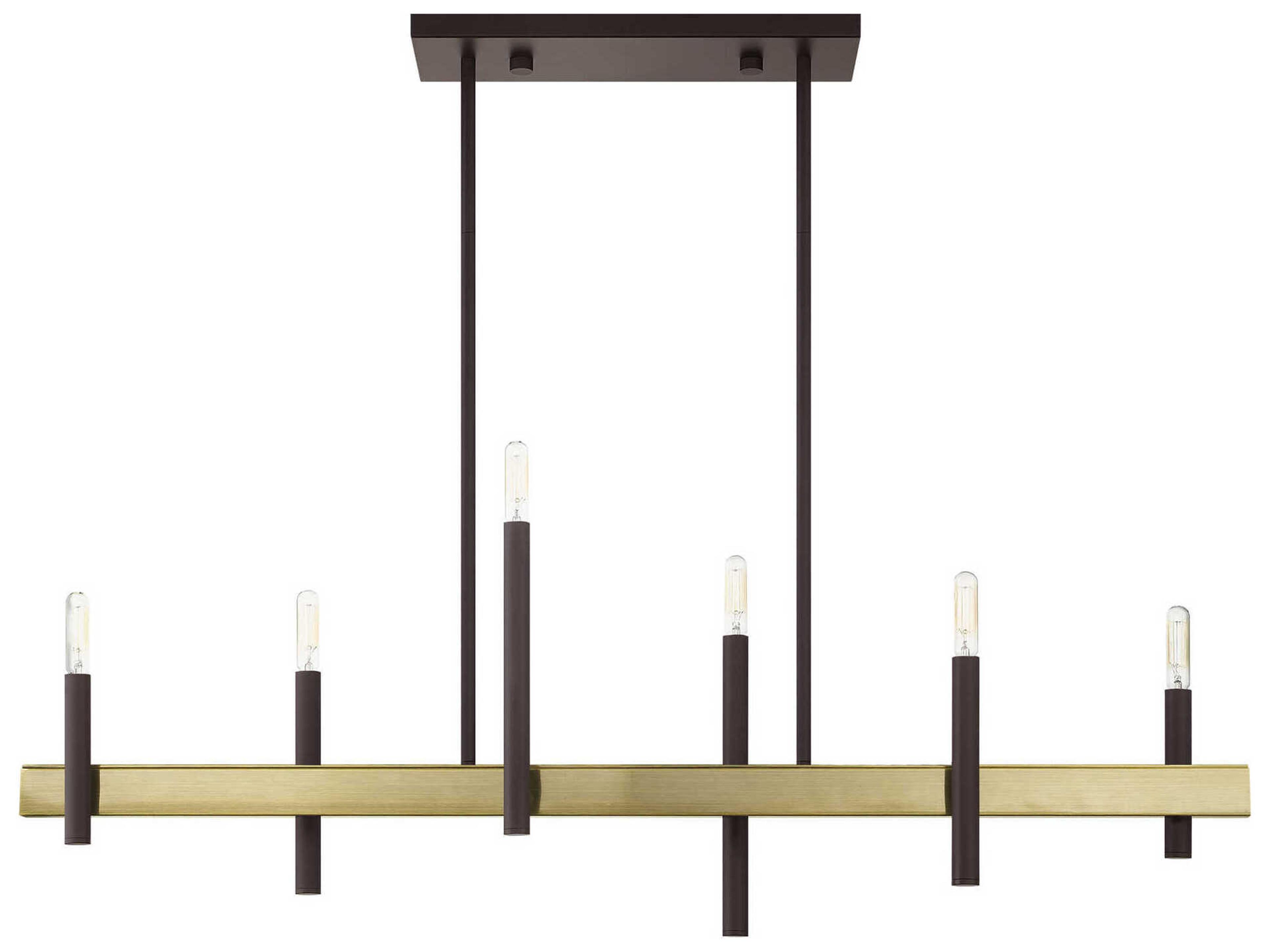 Livex Lighting Denmark 6-Light Bronze Antique Brass Linear Island Pendant