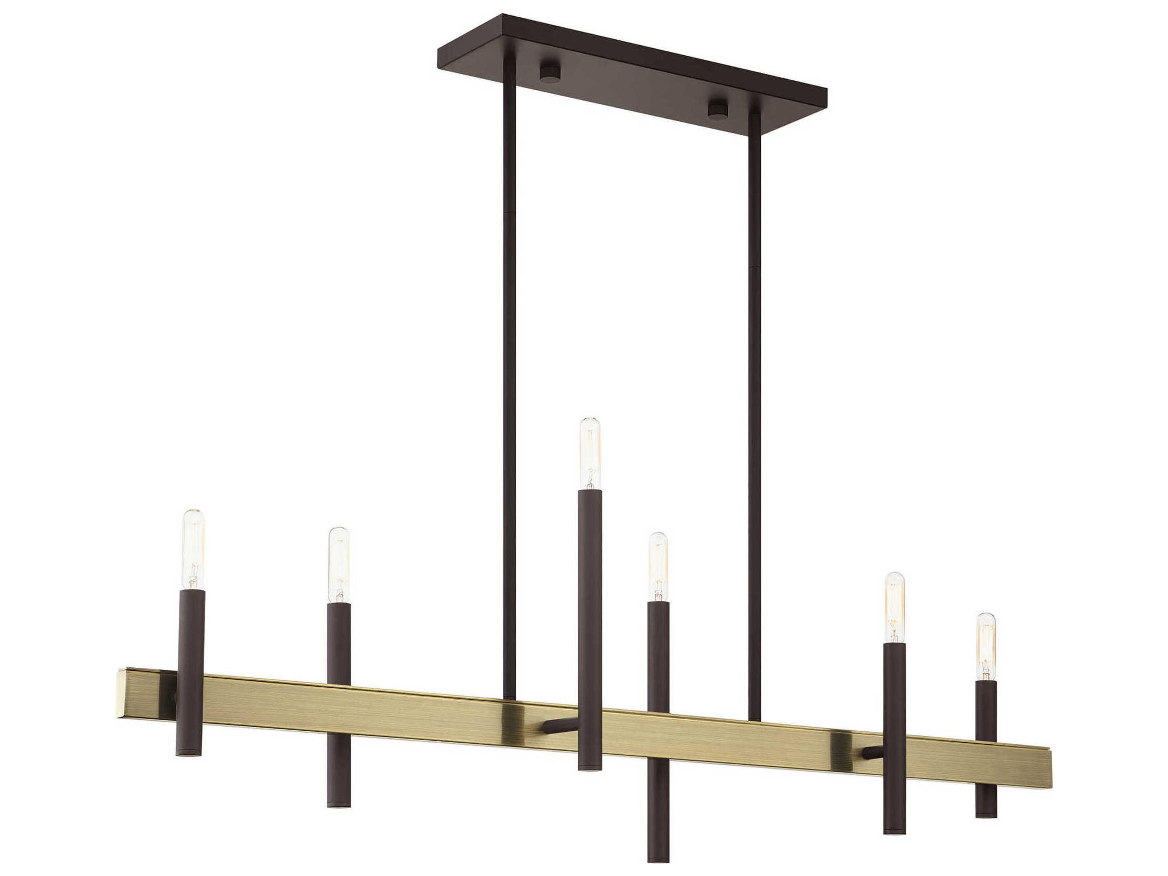 Livex Lighting Denmark 6-Light Bronze Antique Brass Linear Island Pendant