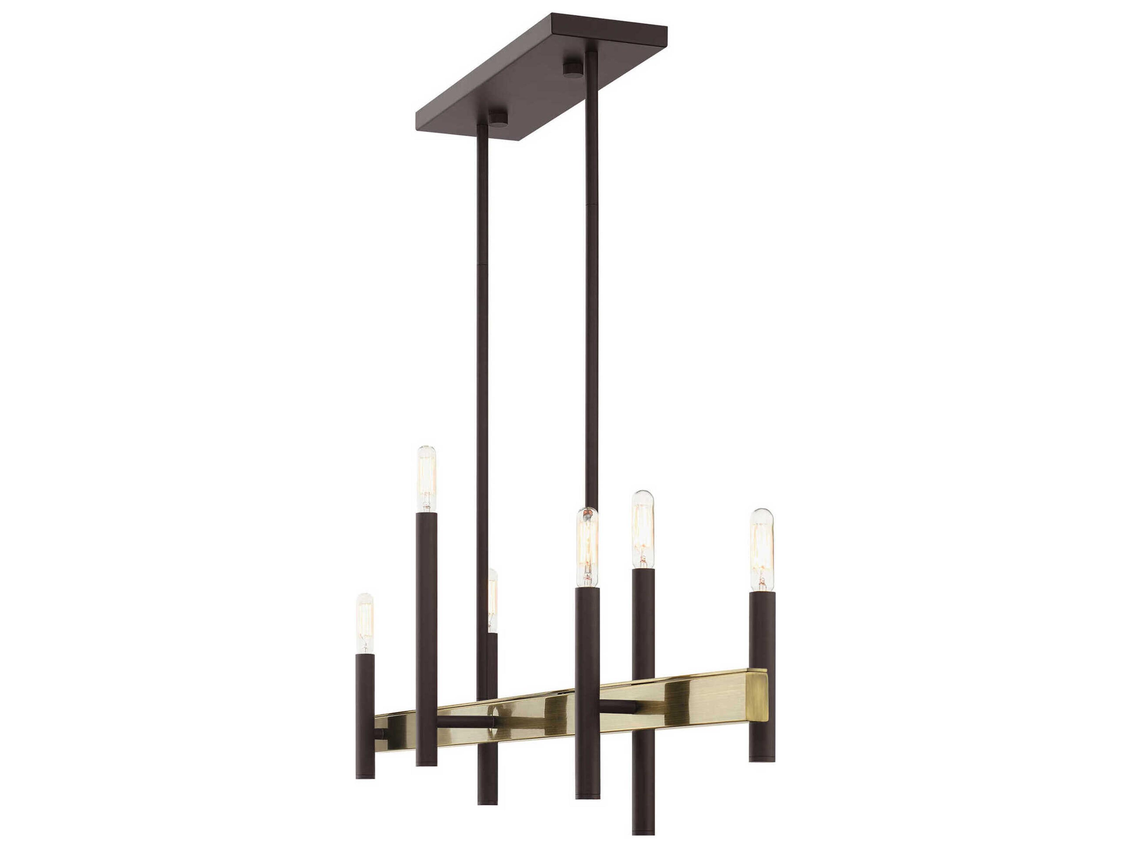 Livex Lighting Denmark 6-Light Bronze Antique Brass Linear Island Pendant