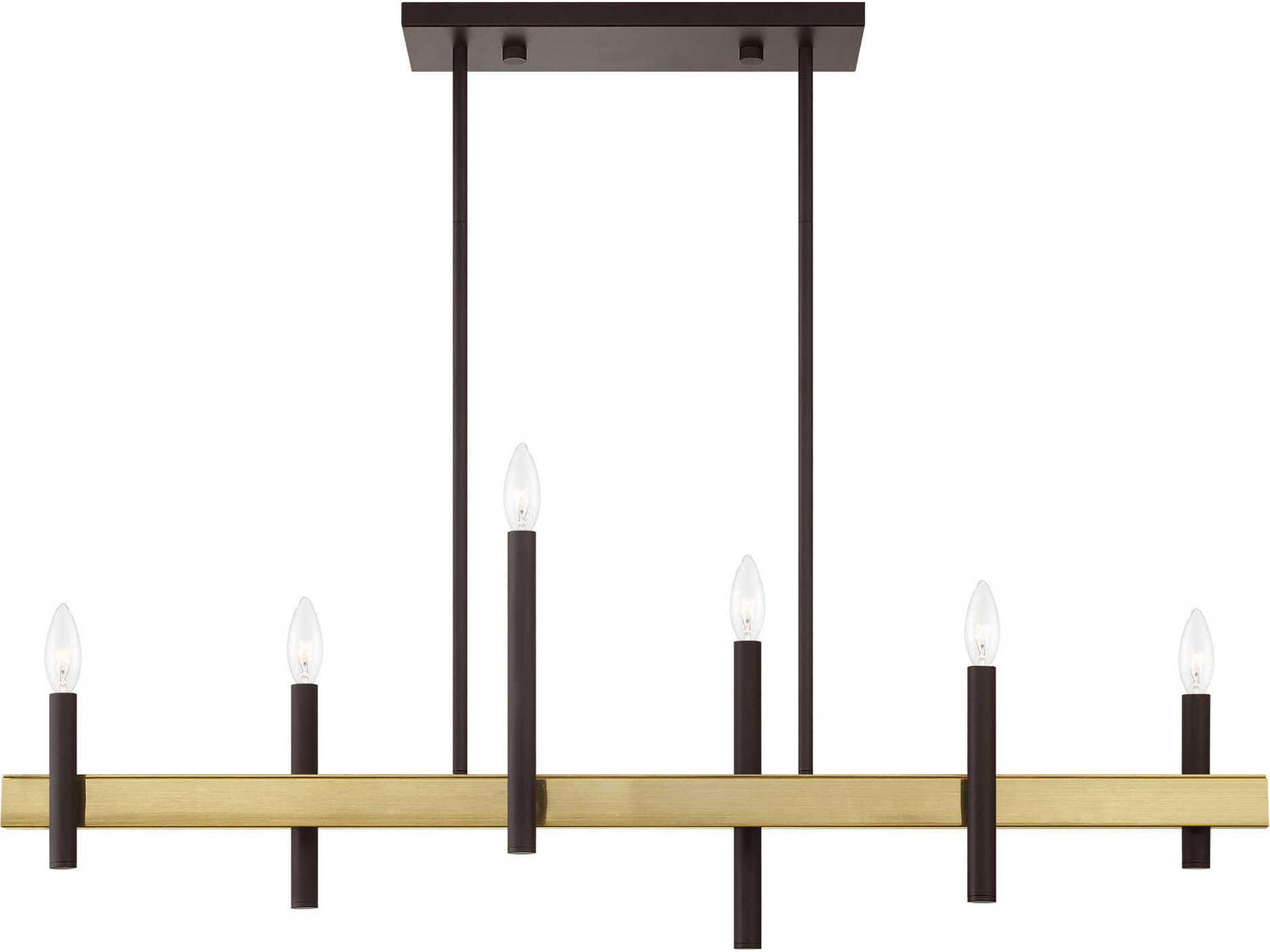 Livex Lighting Denmark 6-Light Bronze Antique Brass Linear Island Pendant