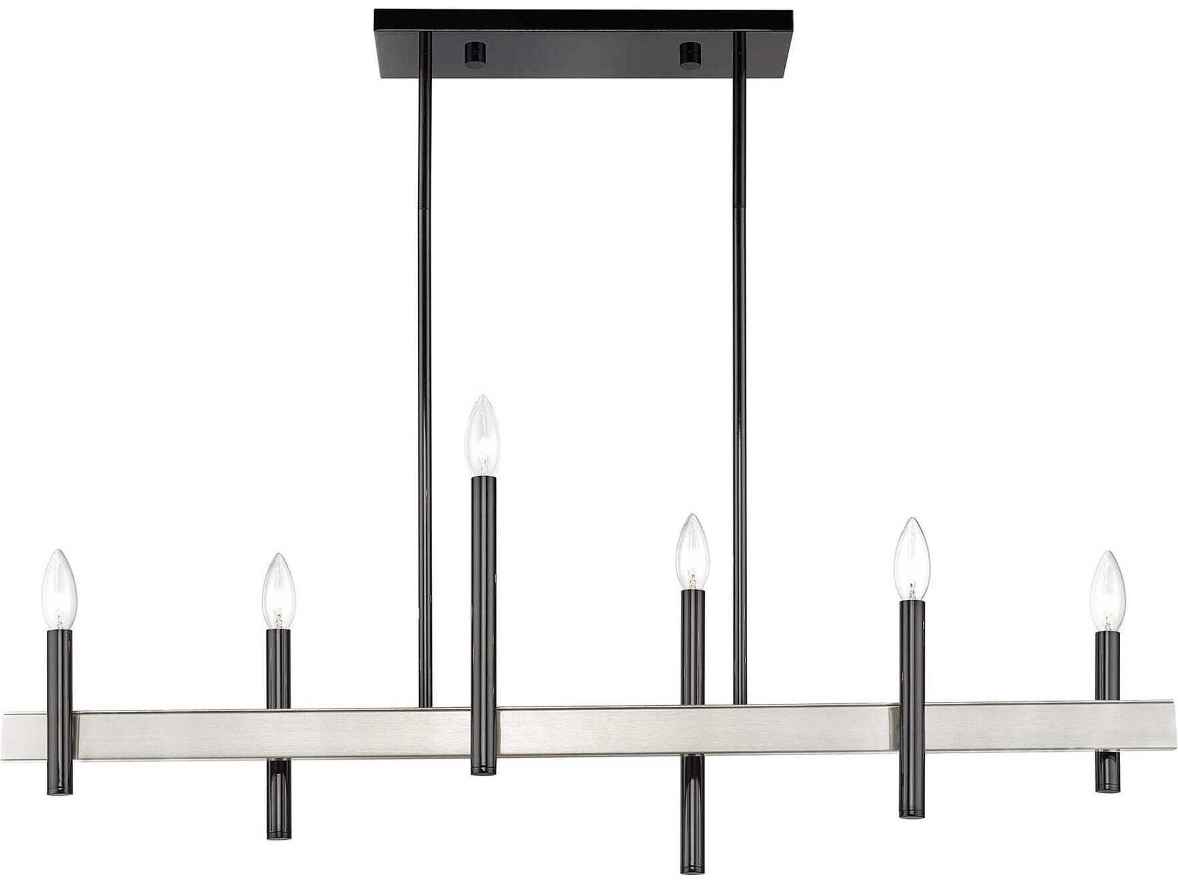 Livex Lighting Denmark 6-Light Black Chrome Brushed Nickel Island Pendant