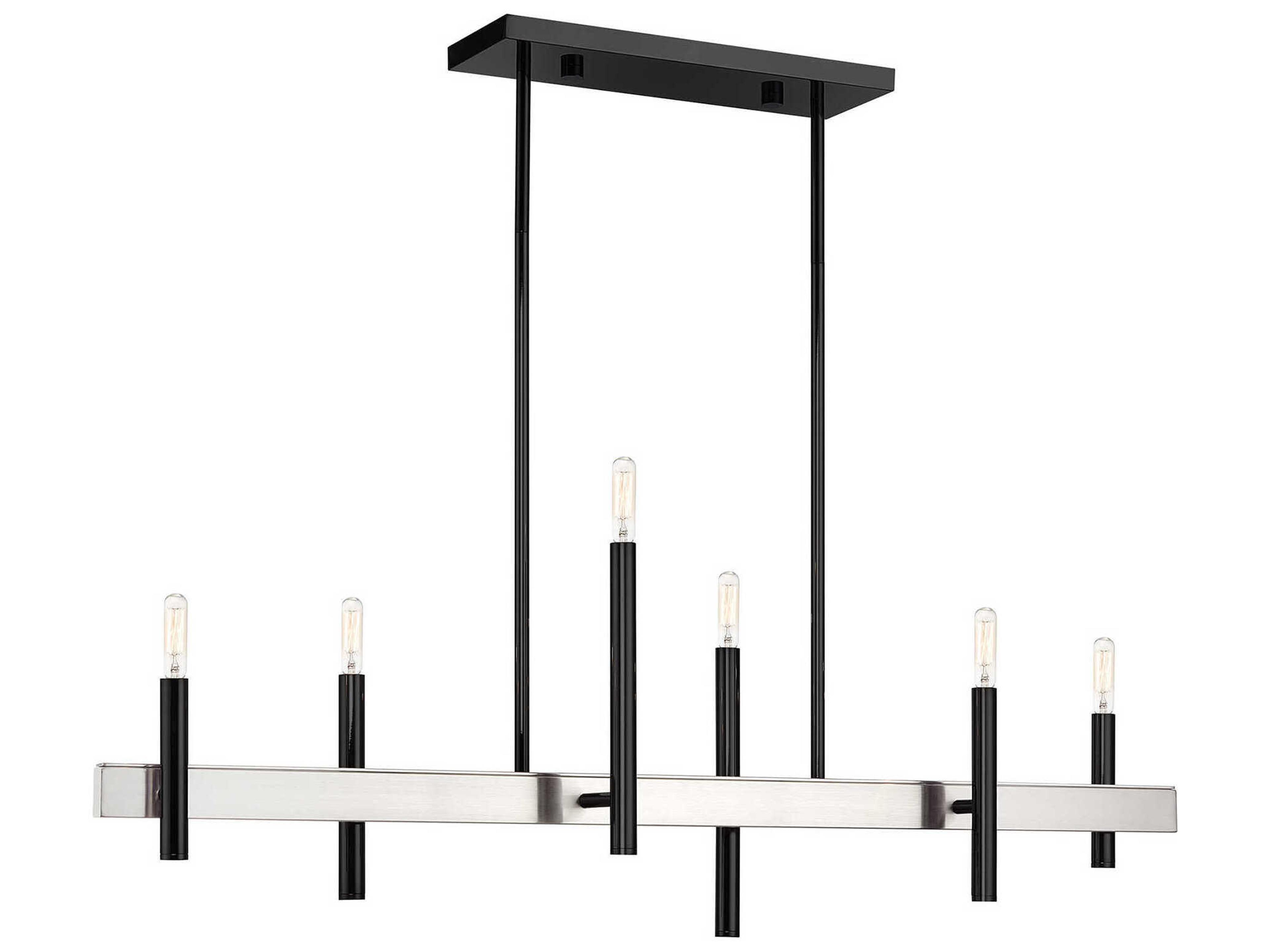 Livex Lighting Denmark 6-Light Black Chrome Brushed Nickel Island Pendant