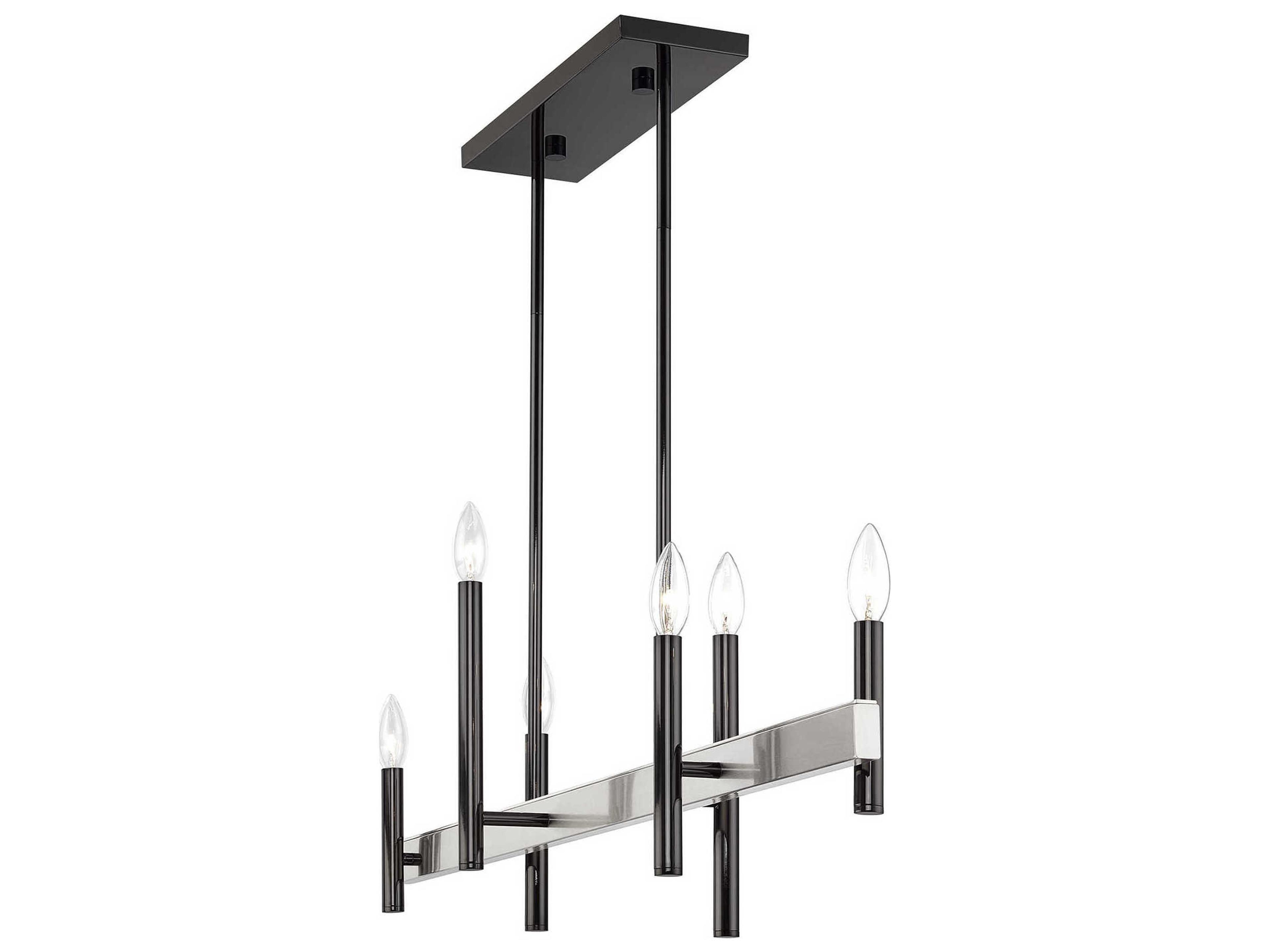 Livex Lighting Denmark 6-Light Black Chrome Brushed Nickel Island Pendant