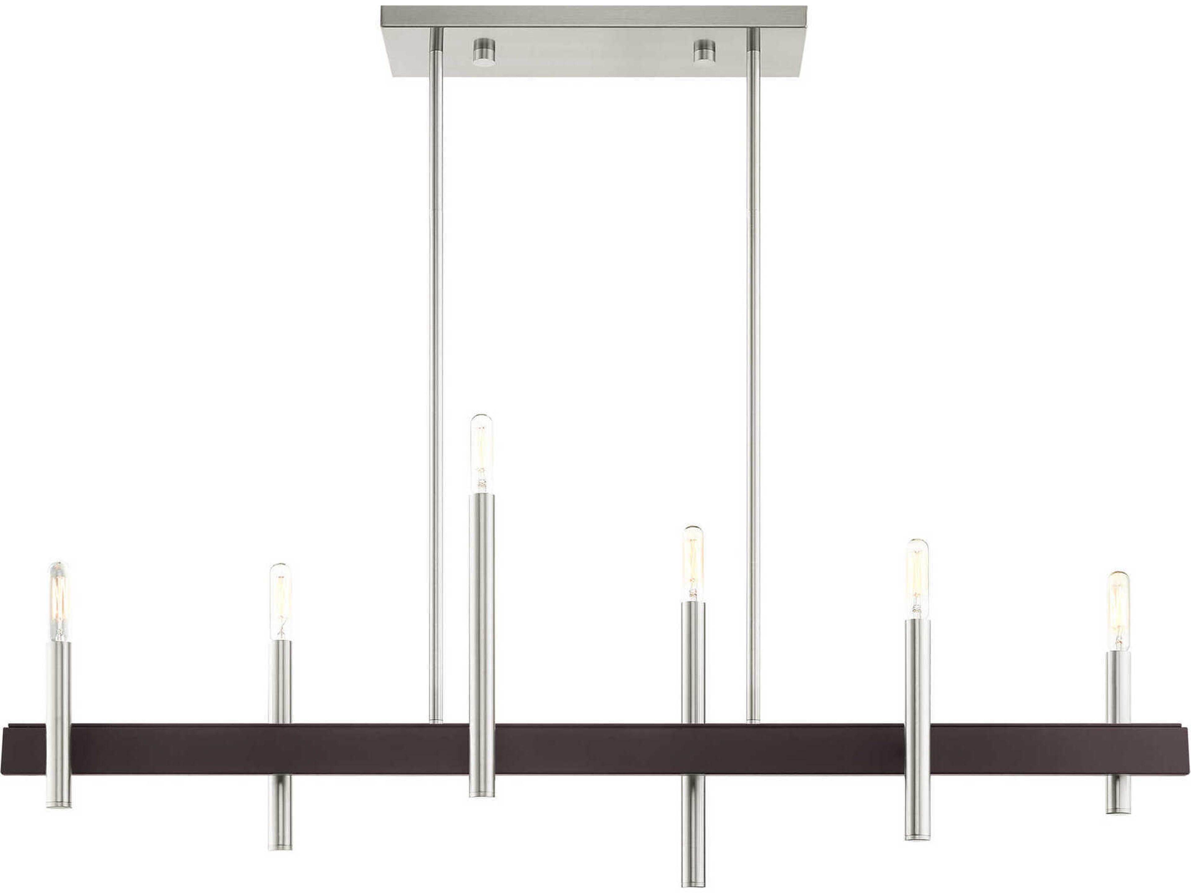 Denmark 6-Light Brushed Nickel Bronze Linear Island Pendant