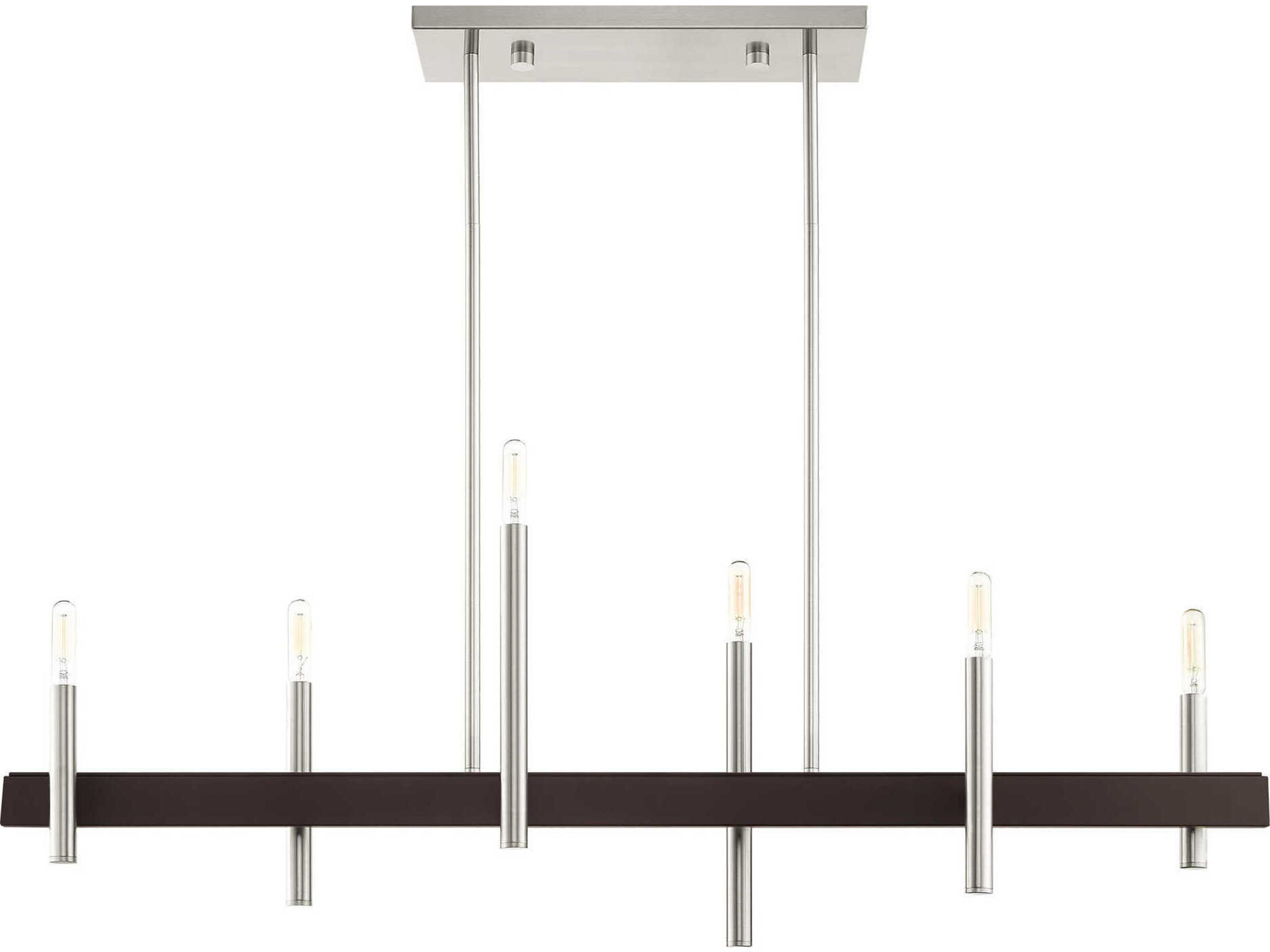 Livex Lighting Denmark 6-Light Brushed Nickel Bronze Linear Island Pendant