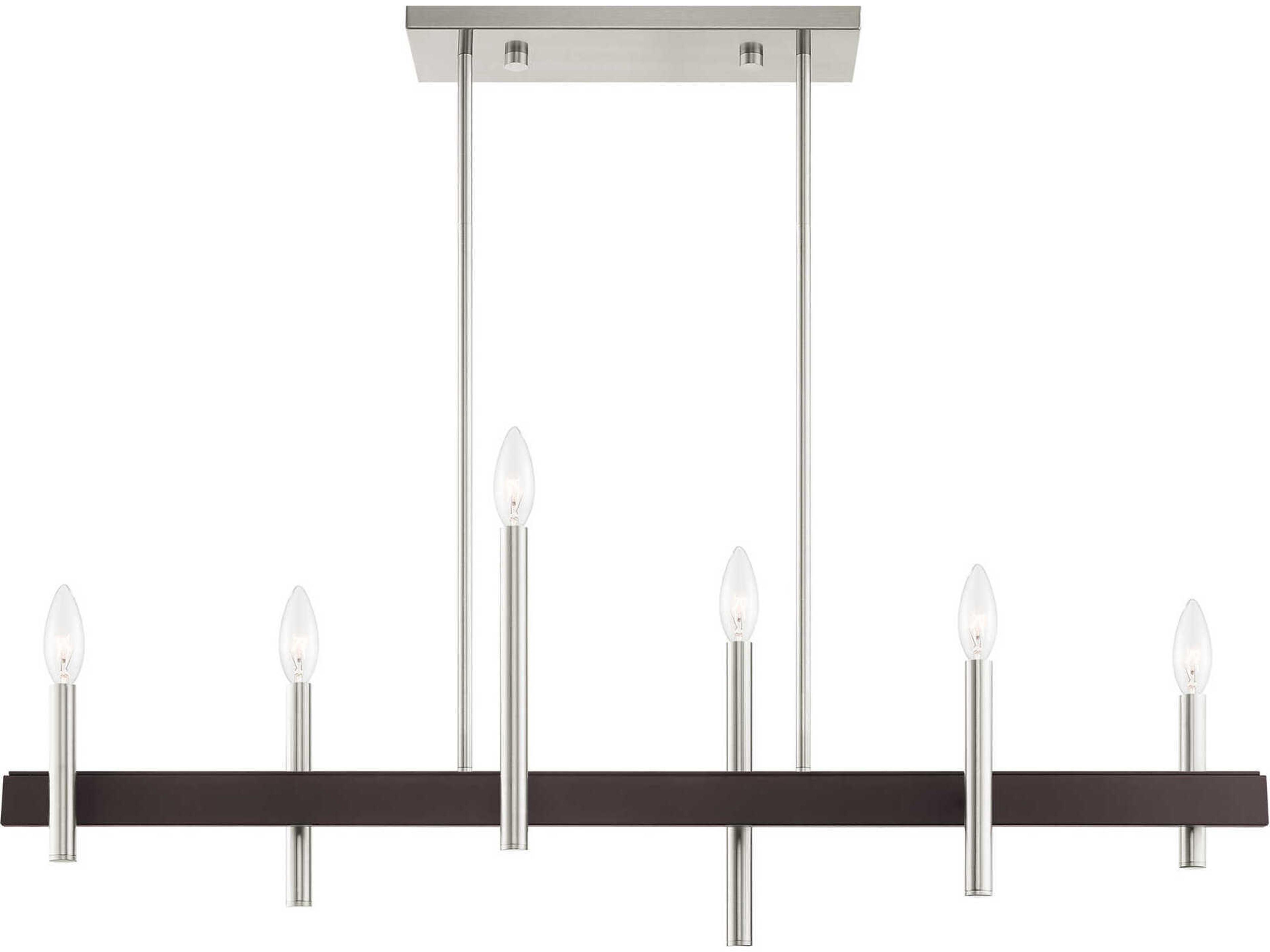 Livex Lighting Denmark 6-Light Brushed Nickel Bronze Linear Island Pendant