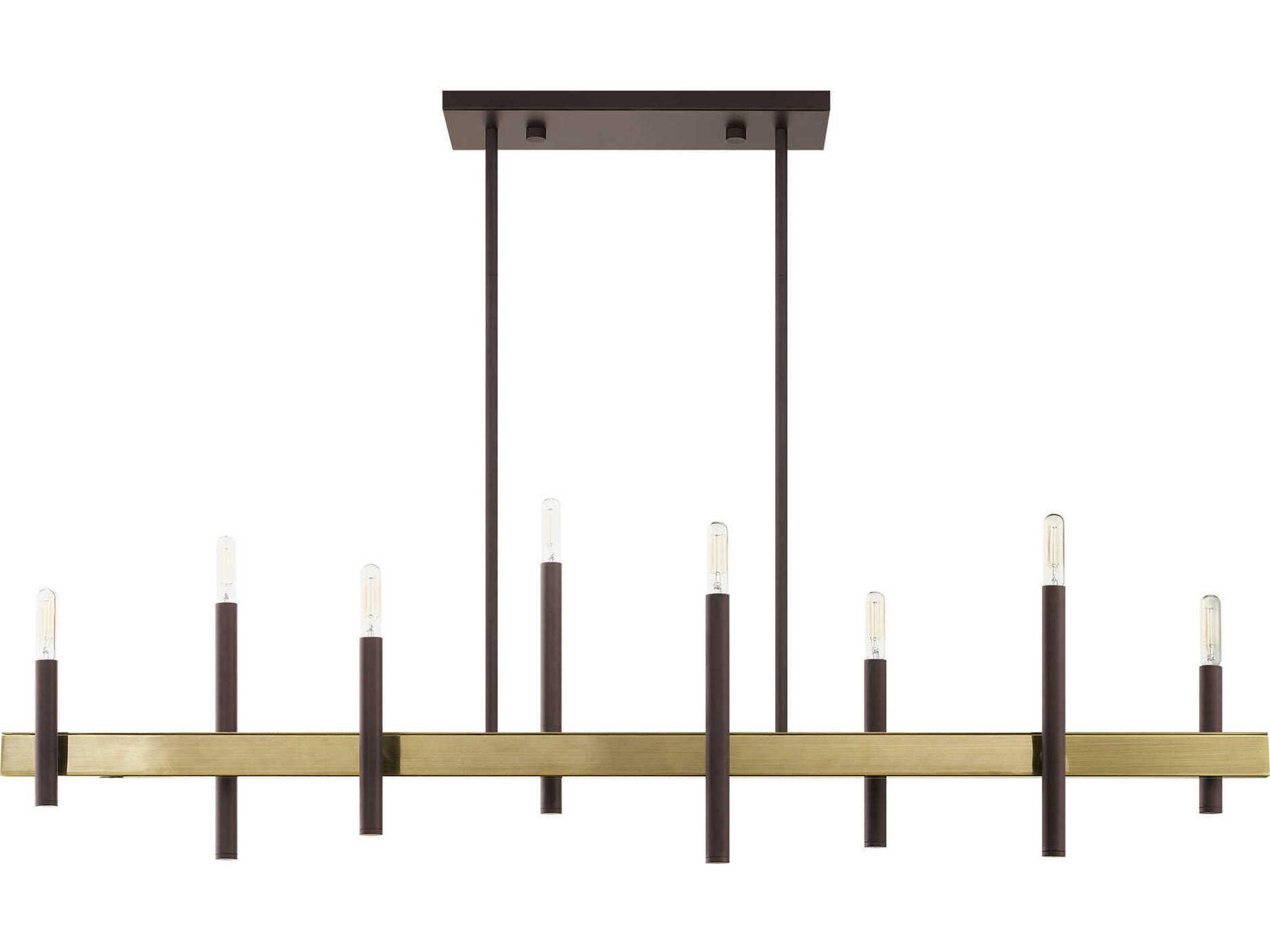 Livex Lighting Denmark 8-Light Bronze Antique Brass Linear Island Pendant
