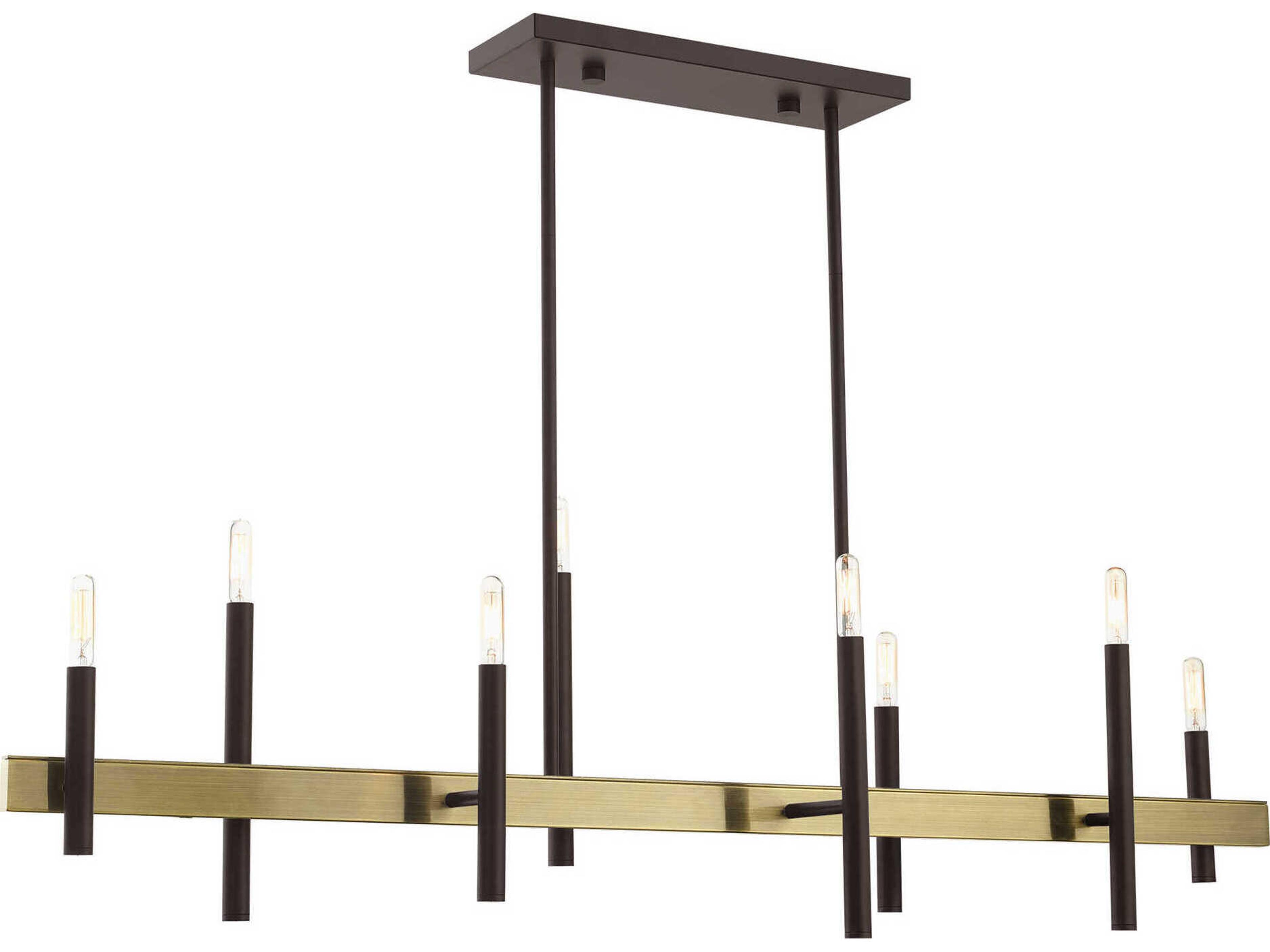 Livex Lighting Denmark 8-Light Bronze Antique Brass Linear Island Pendant