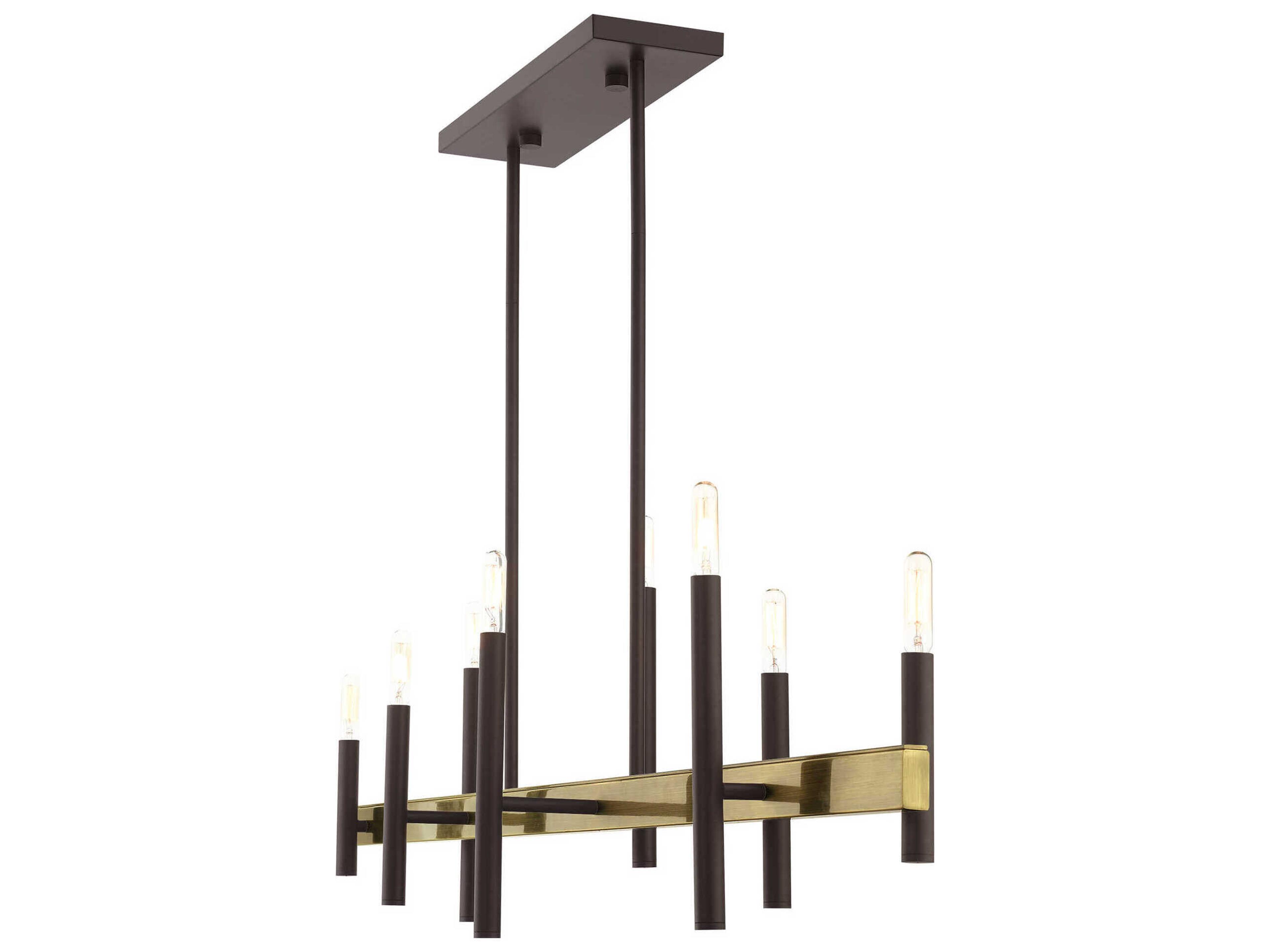 Livex Lighting Denmark 8-Light Bronze Antique Brass Linear Island Pendant