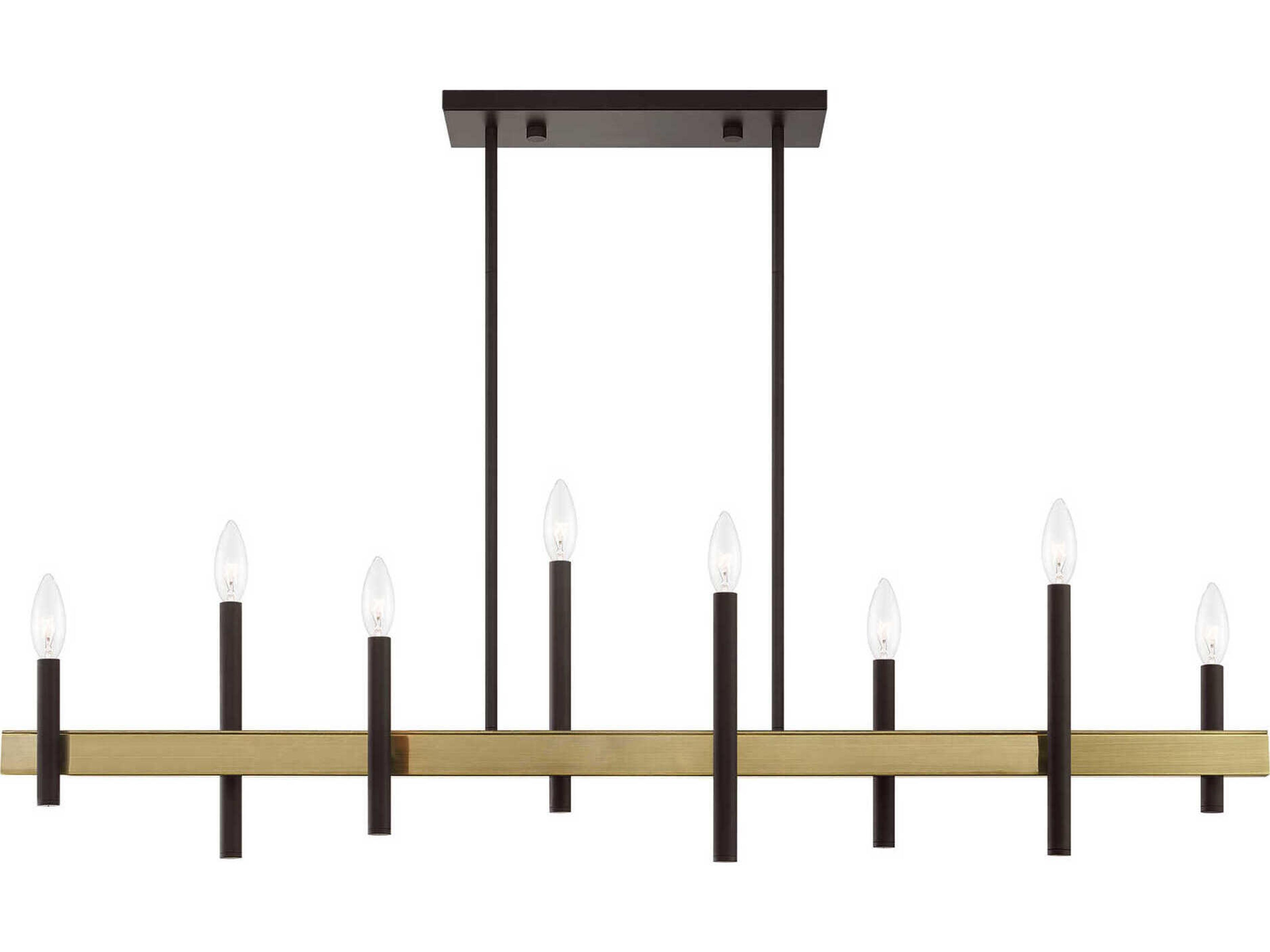 Livex Lighting Denmark 8-Light Bronze Antique Brass Linear Island Pendant