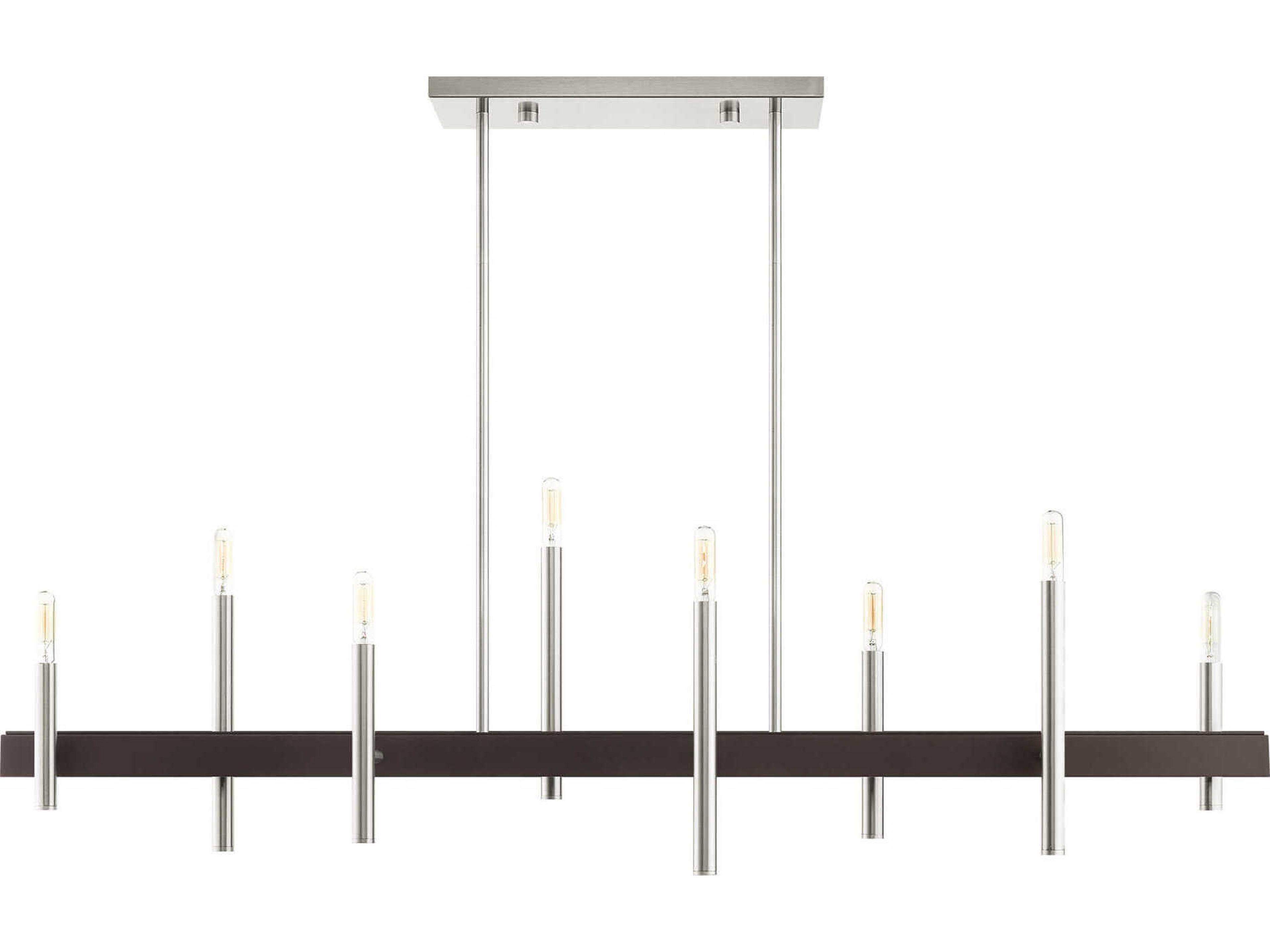 Livex Lighting Denmark 8-Light Brushed Nickel Bronze Linear Island Pendant