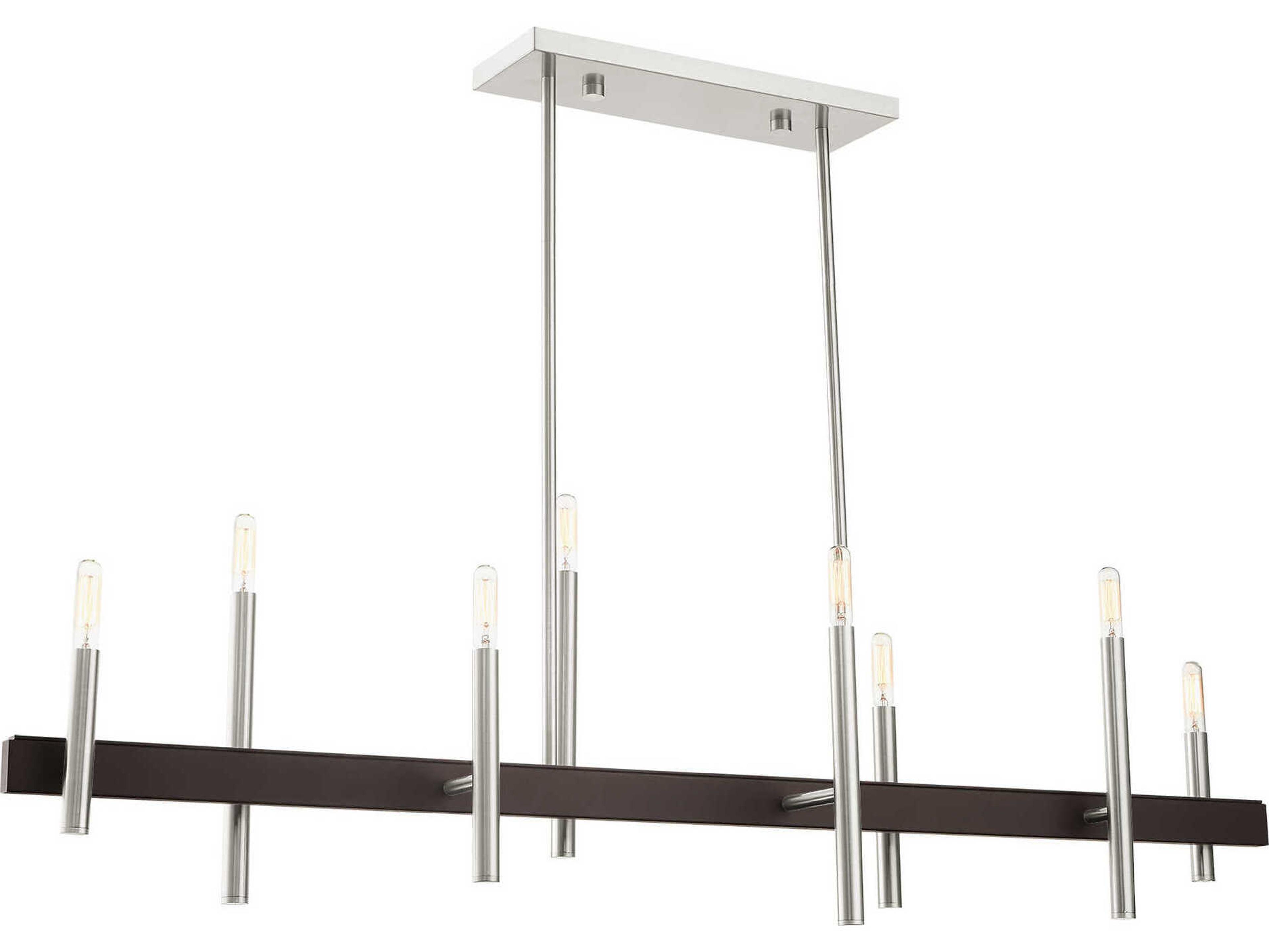 Livex Lighting Denmark 8-Light Brushed Nickel Bronze Linear Island Pendant