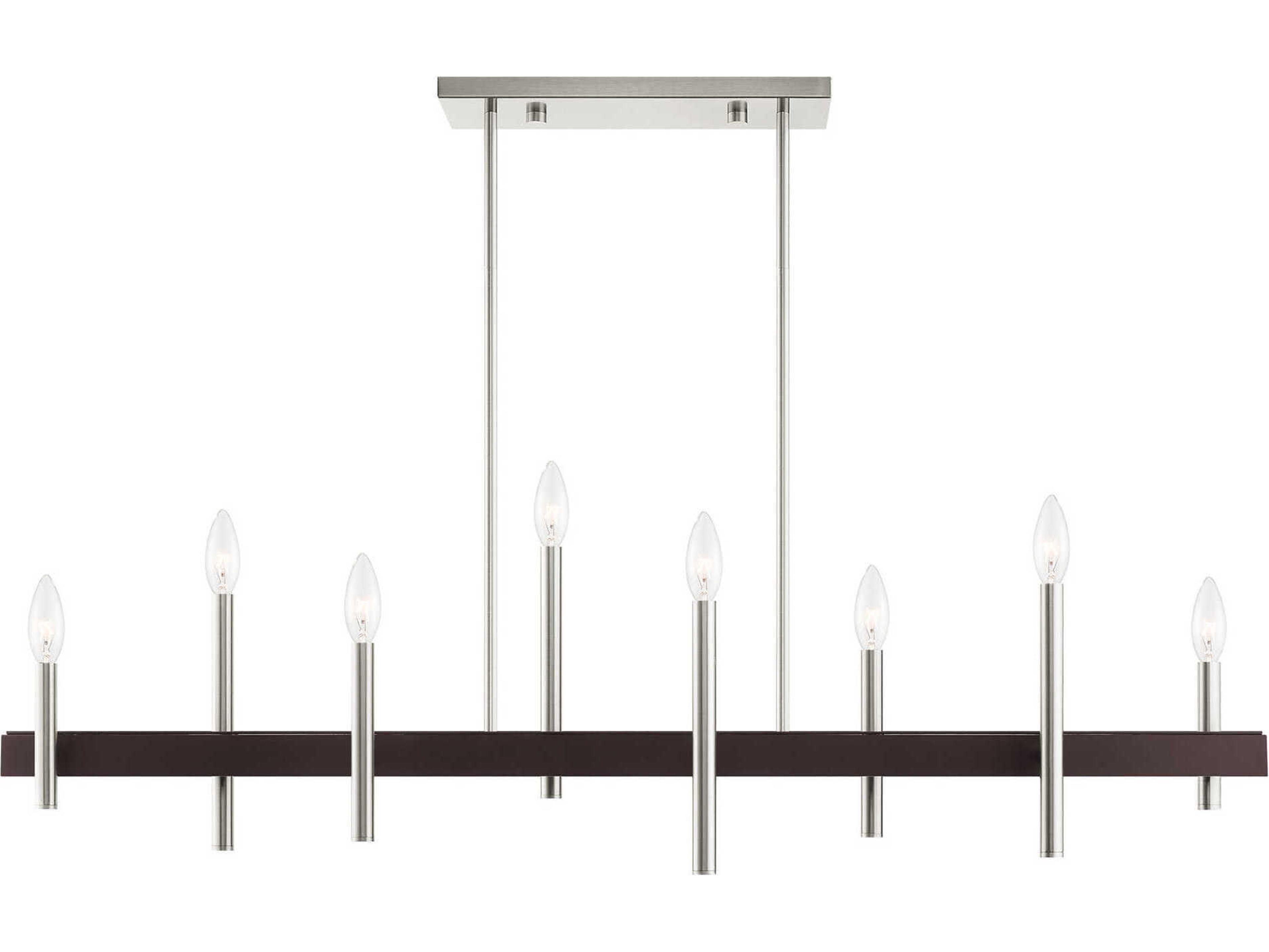 Livex Lighting Denmark 8-Light Brushed Nickel Bronze Linear Island Pendant