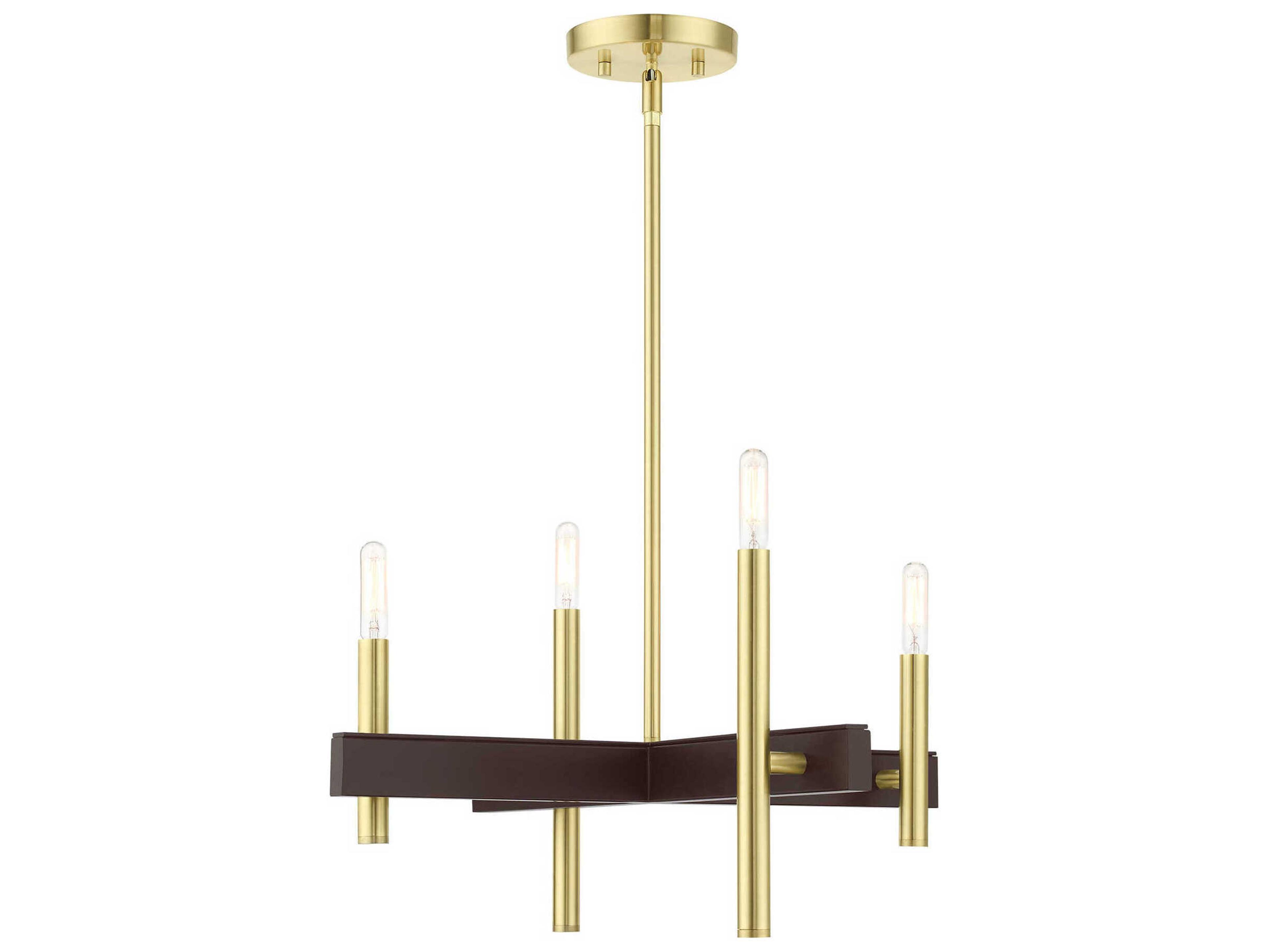 Livex Lighting Denmark 4-Light Satin Brass Candelabra Chandelier