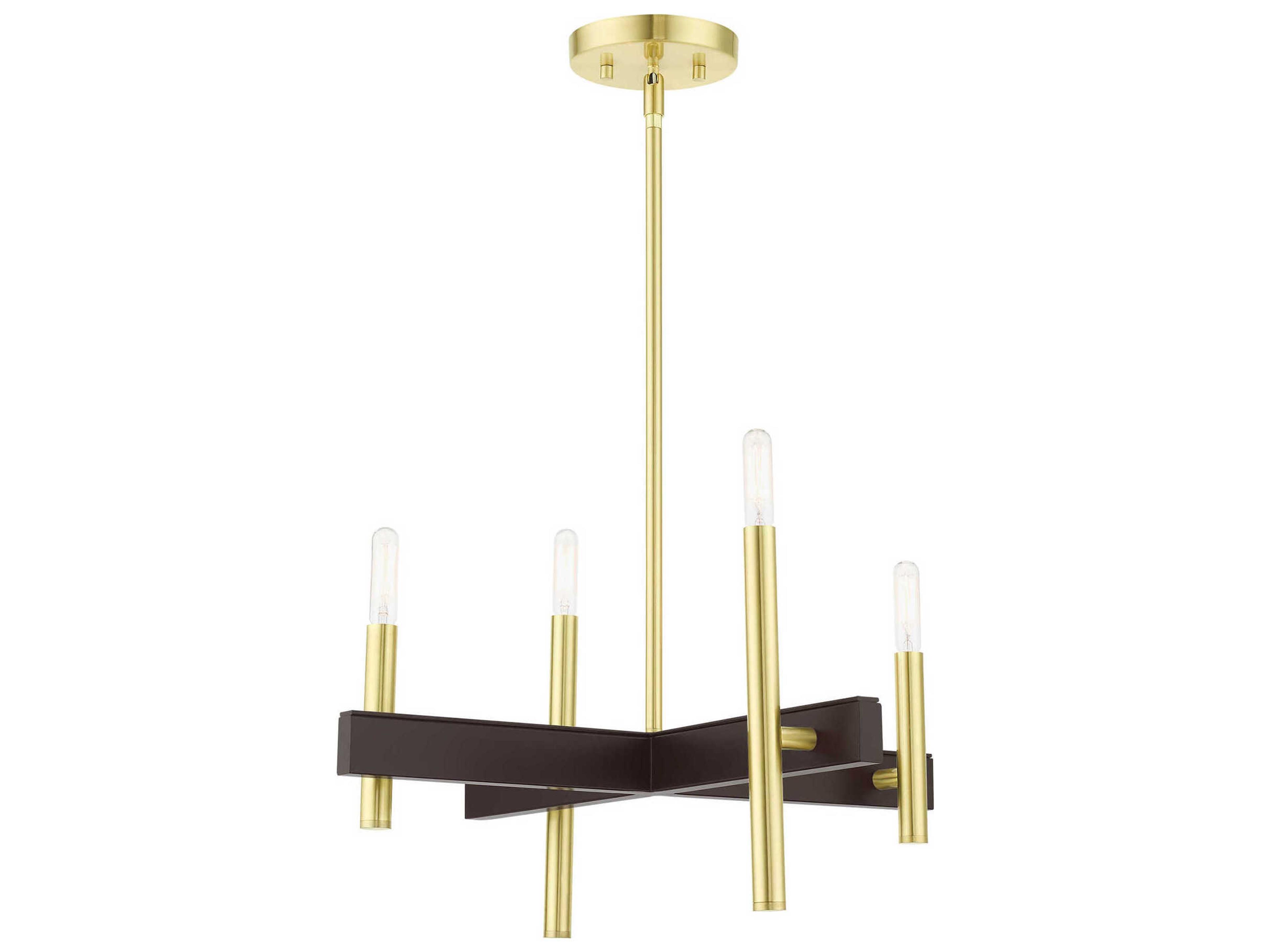 Livex Lighting Denmark 4-Light Satin Brass Candelabra Chandelier