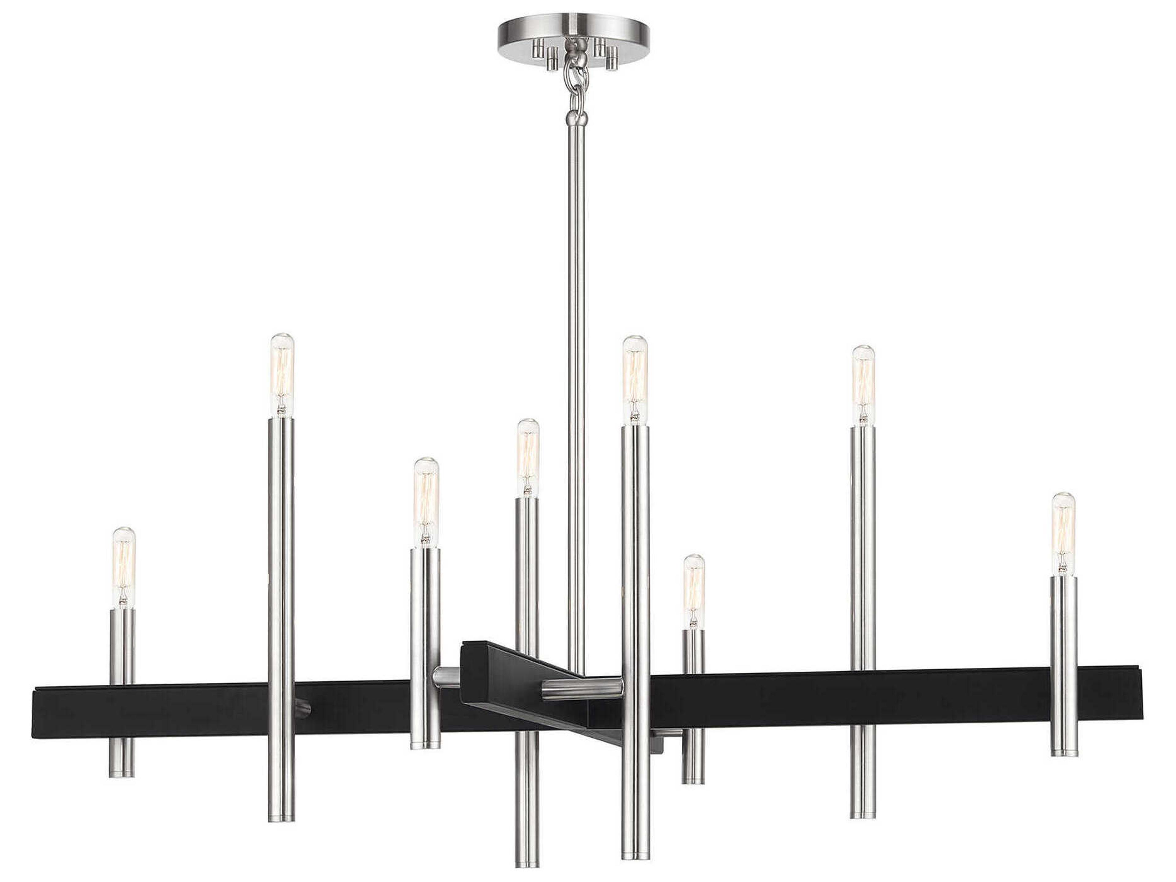 Denmark 8-Light Brushed Nickel Black Chandelier