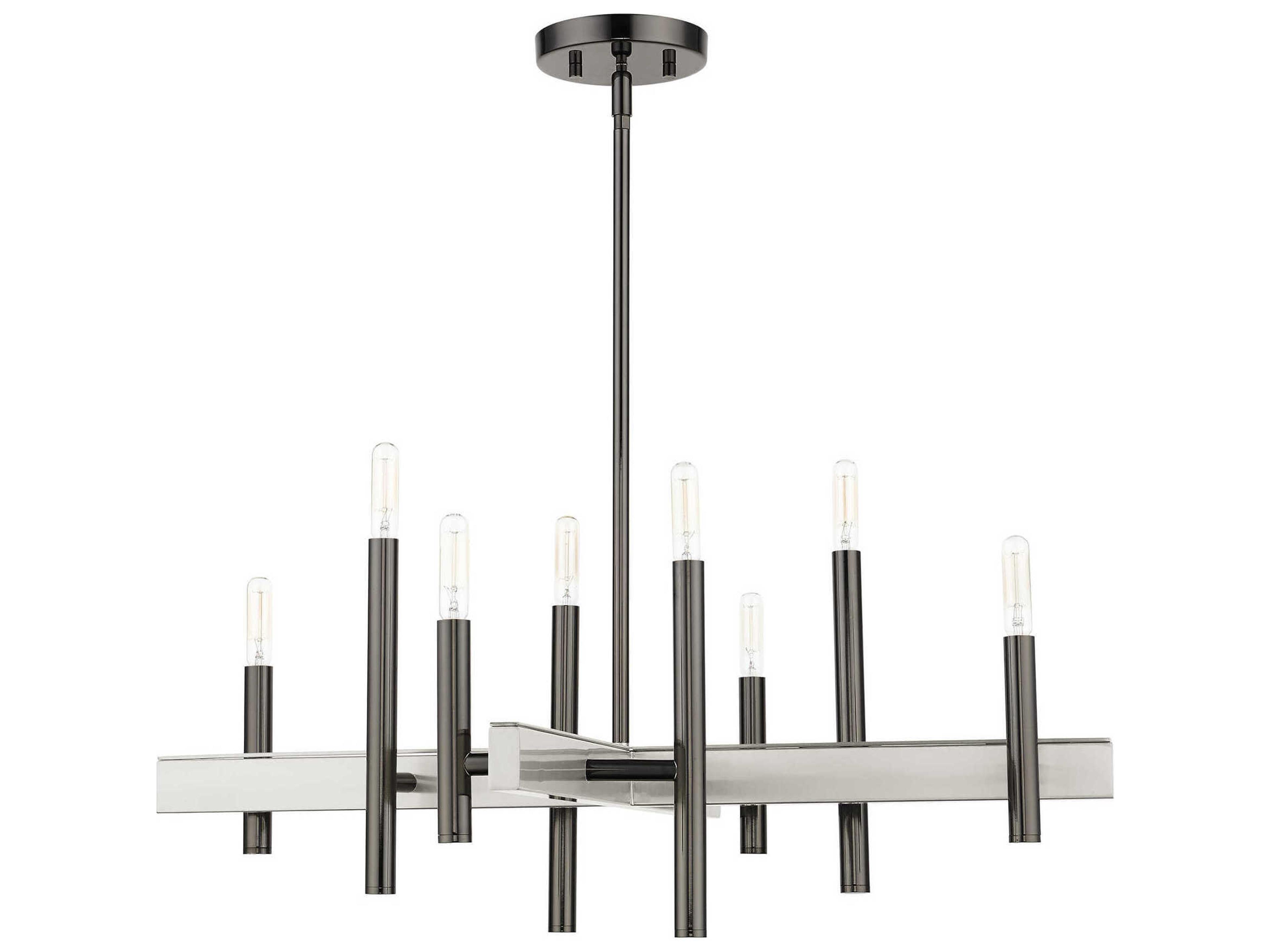 Livex Lighting Denmark 8-Light Black Chrome Candelabra Chandelier