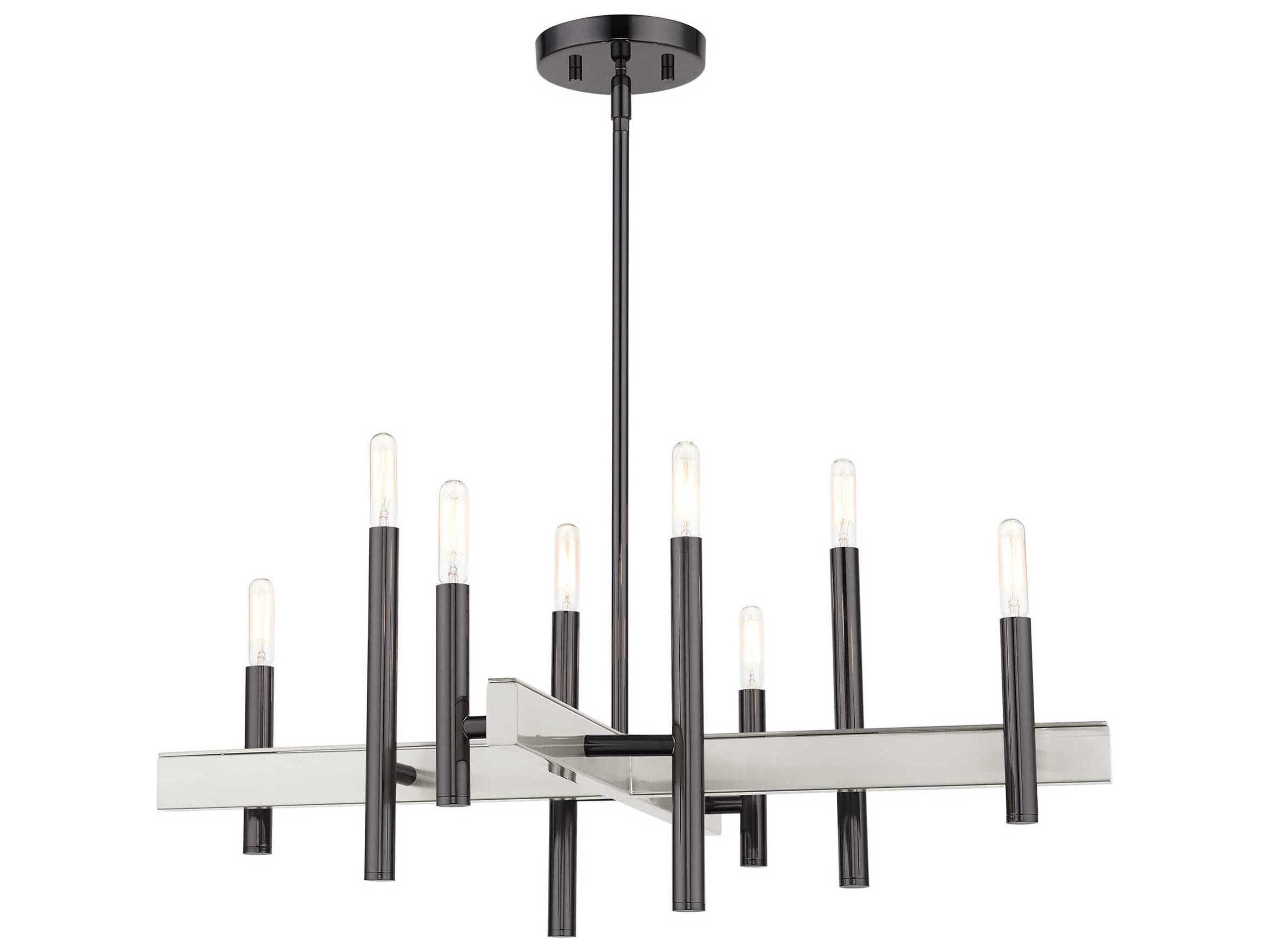 Livex Lighting Denmark 8-Light Black Chrome Candelabra Chandelier
