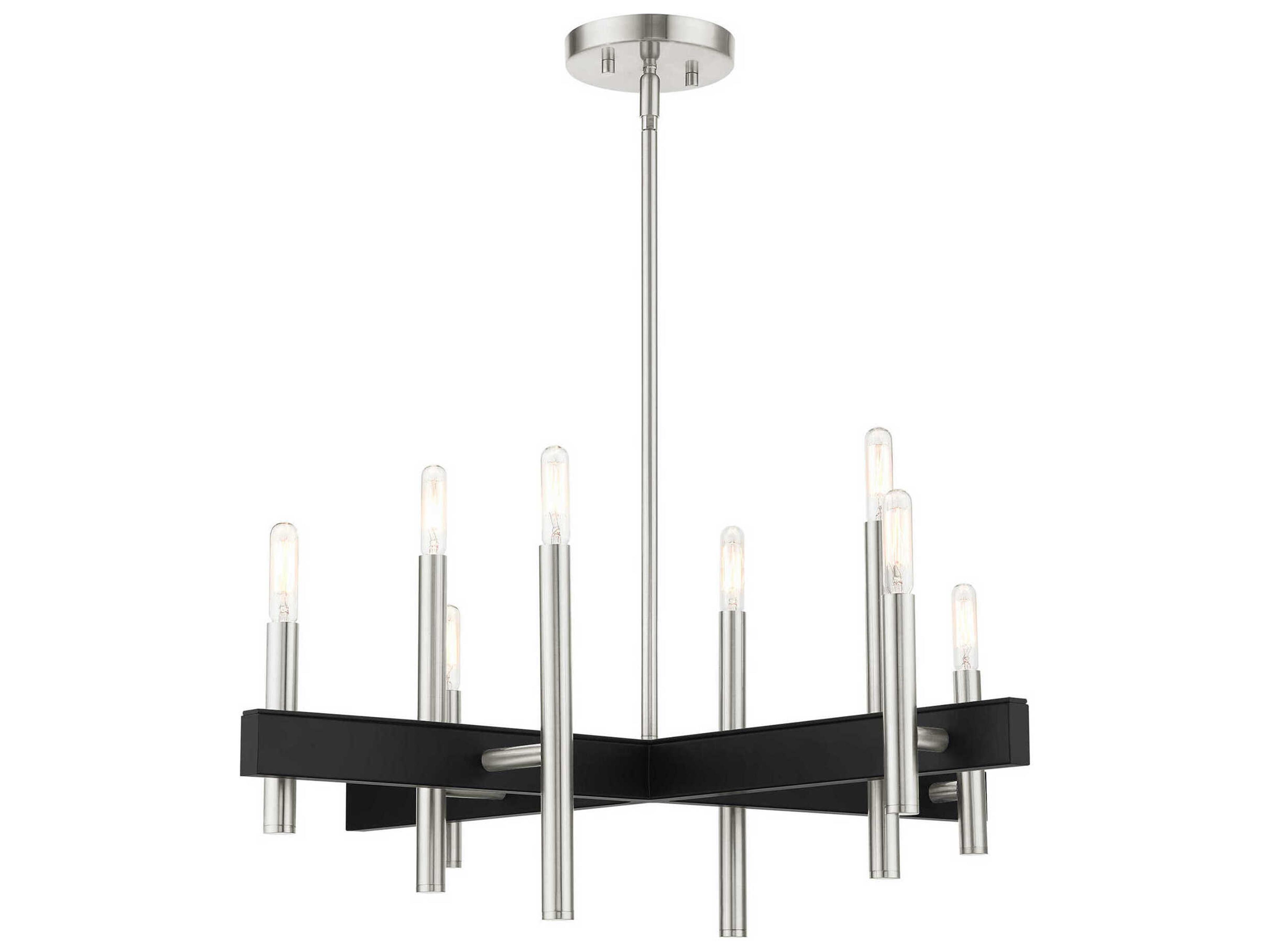Livex Lighting Denmark 8-Light Brushed Nickel Candelabra Chandelier