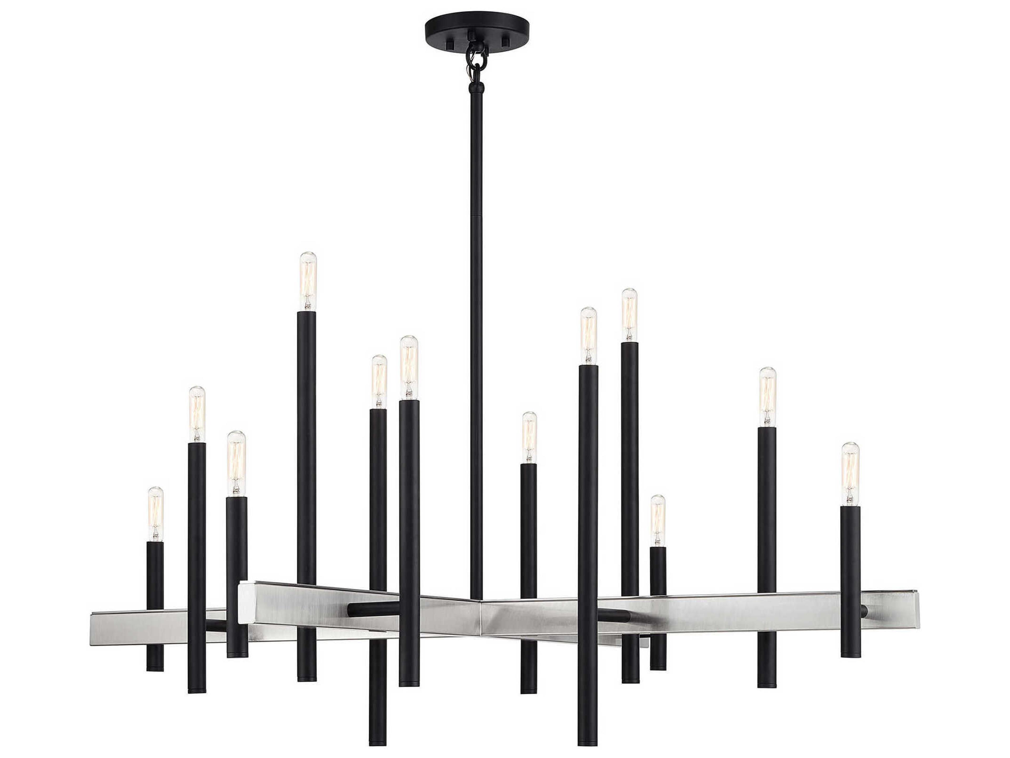 Denmark 12-Light Black Brushed Nickel Chandelier