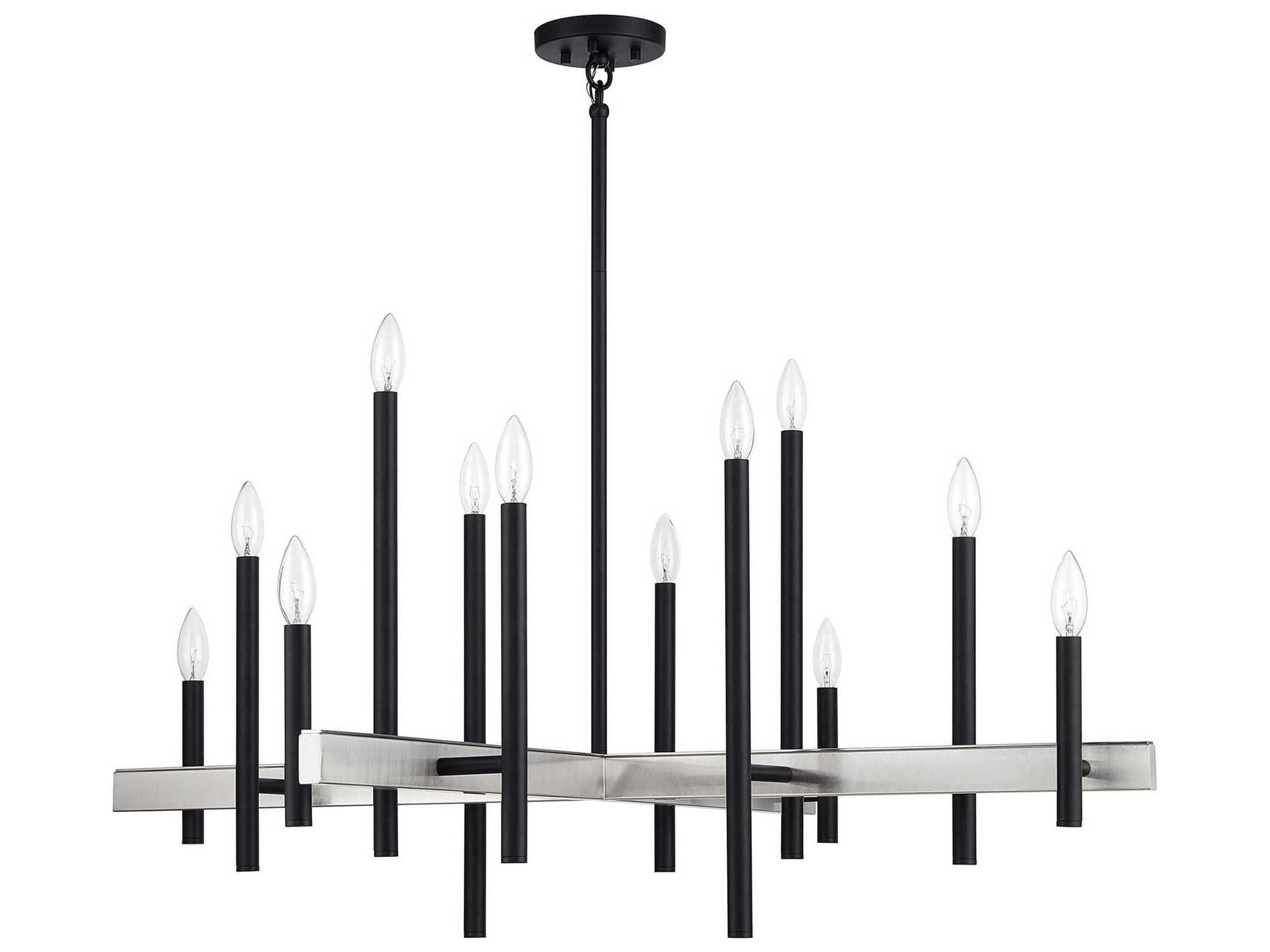Livex Lighting Denmark 12-Light Black Brushed Nickel Chandelier