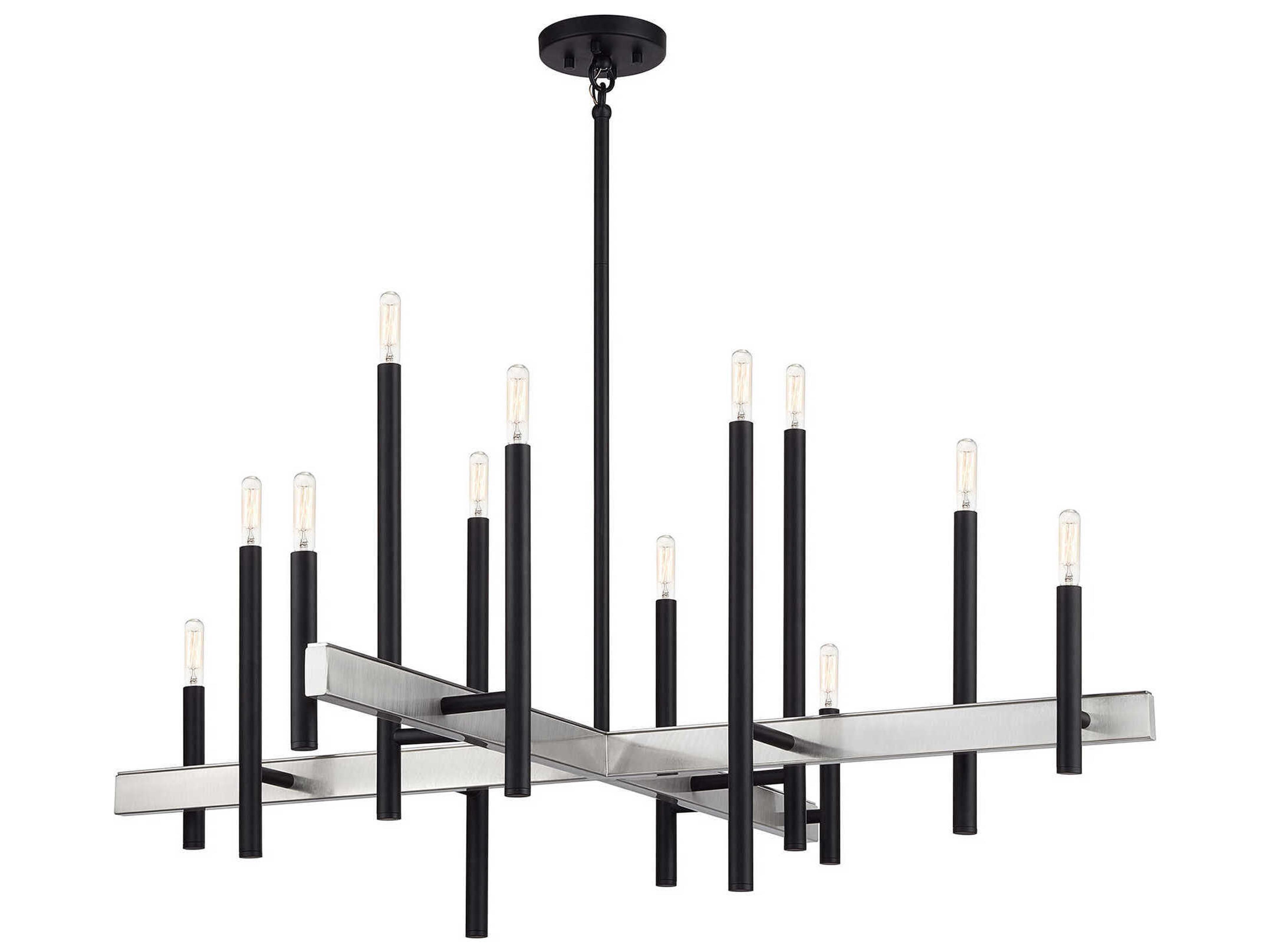 Livex Lighting Denmark 12-Light Black Brushed Nickel Chandelier