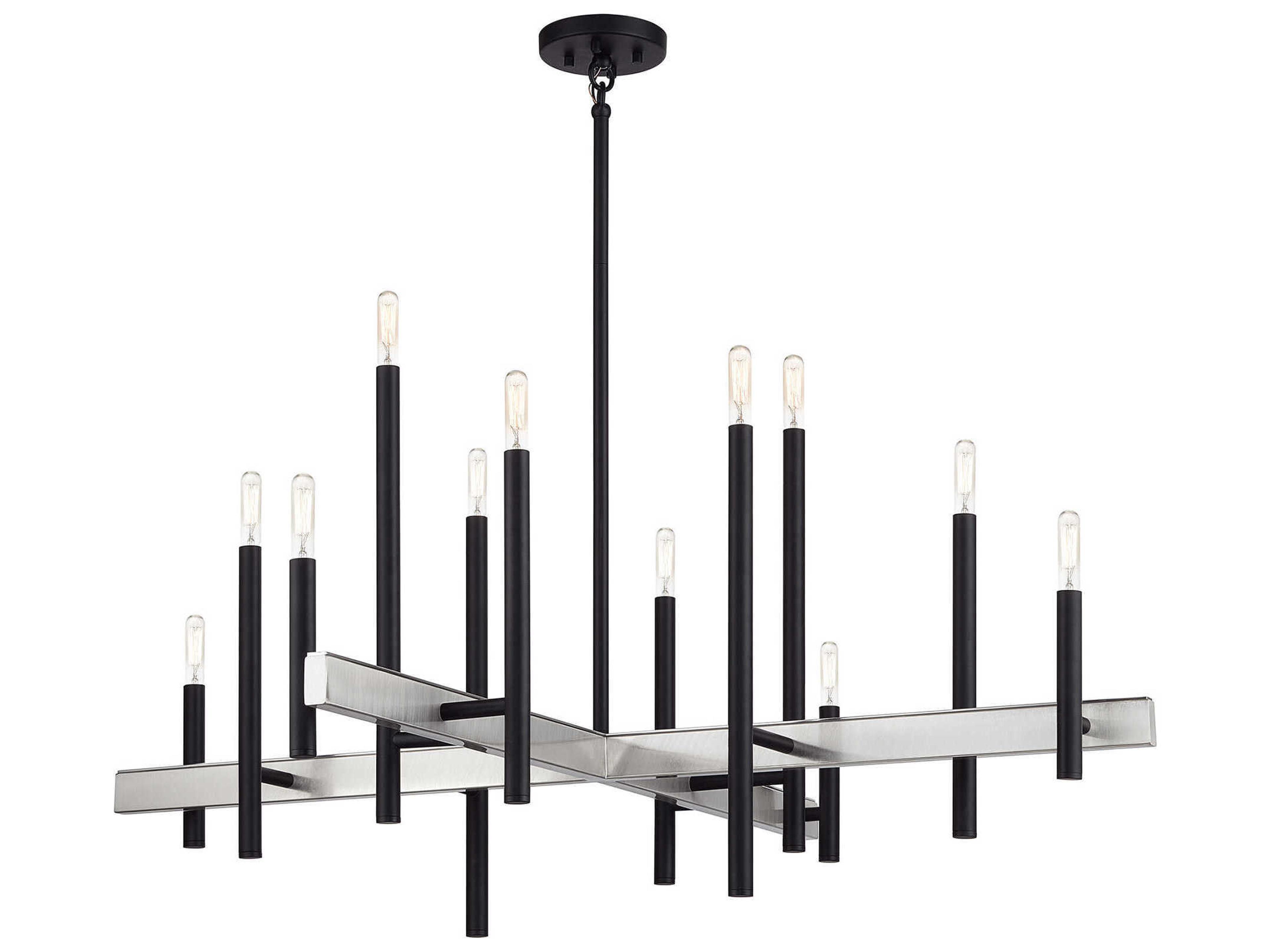 Livex Lighting Denmark 12-Light Black Brushed Nickel Chandelier