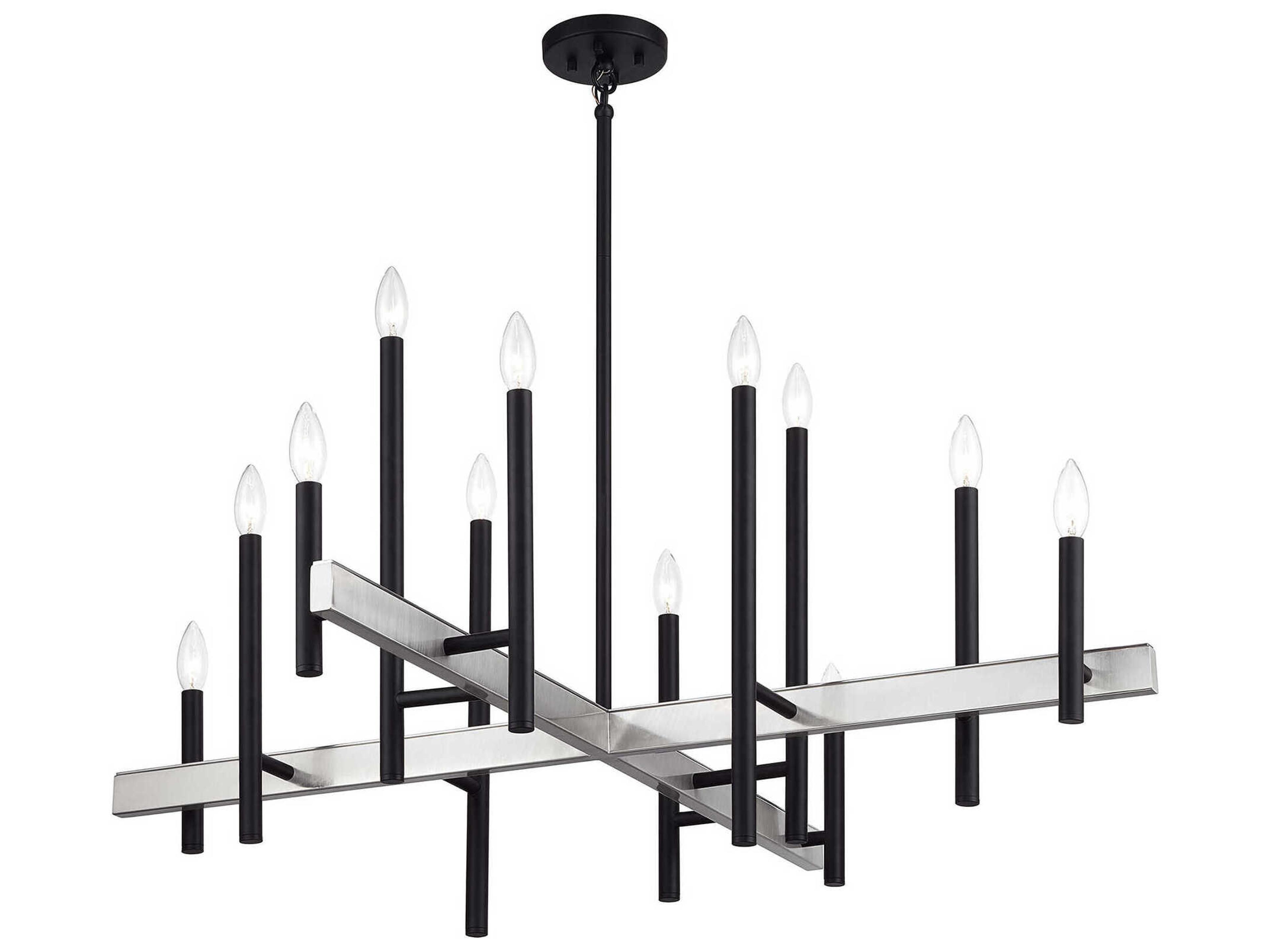 Livex Lighting Denmark 12-Light Black Brushed Nickel Chandelier