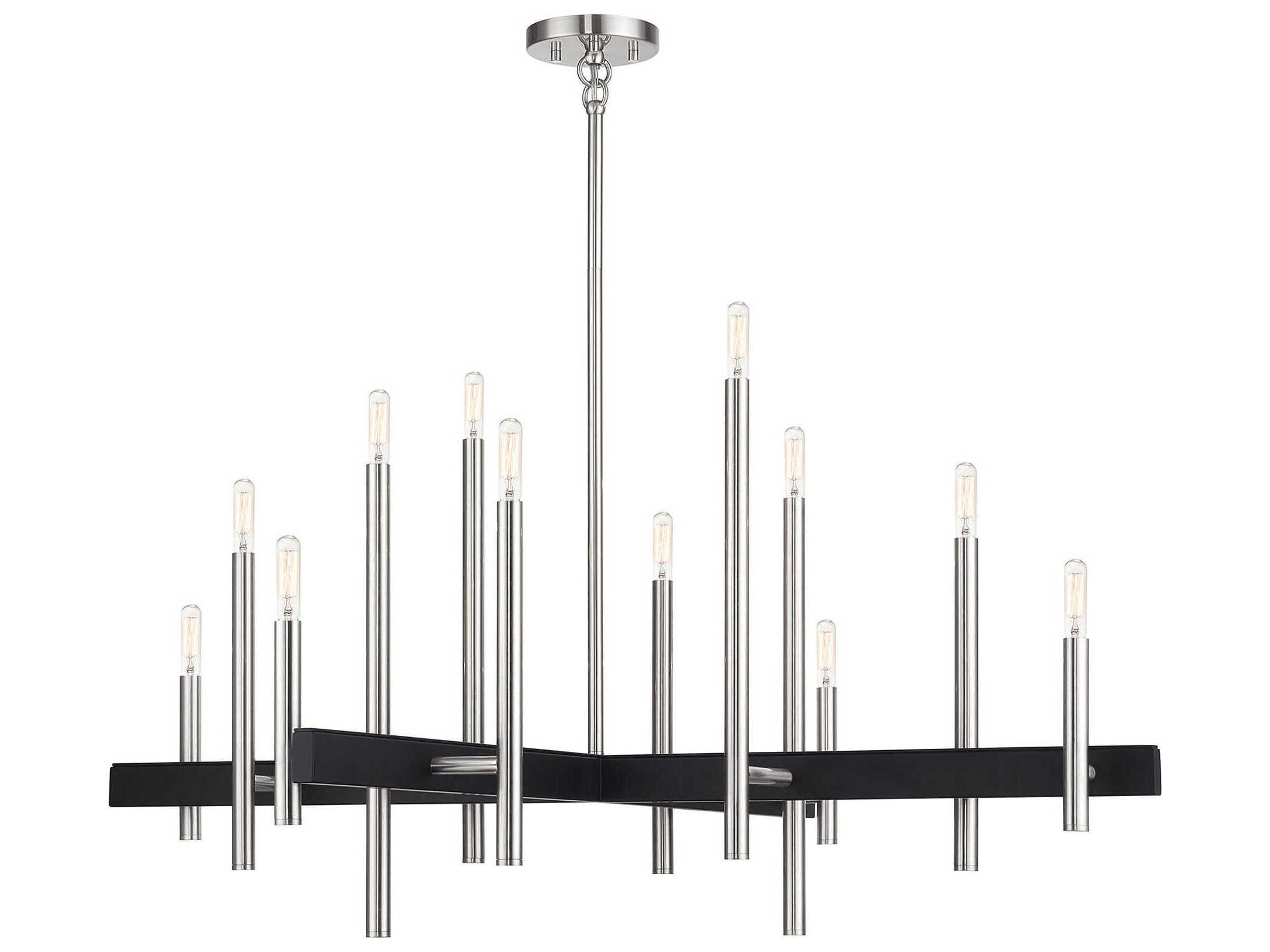 Denmark 12-Light Brushed Nickel Black Chandelier