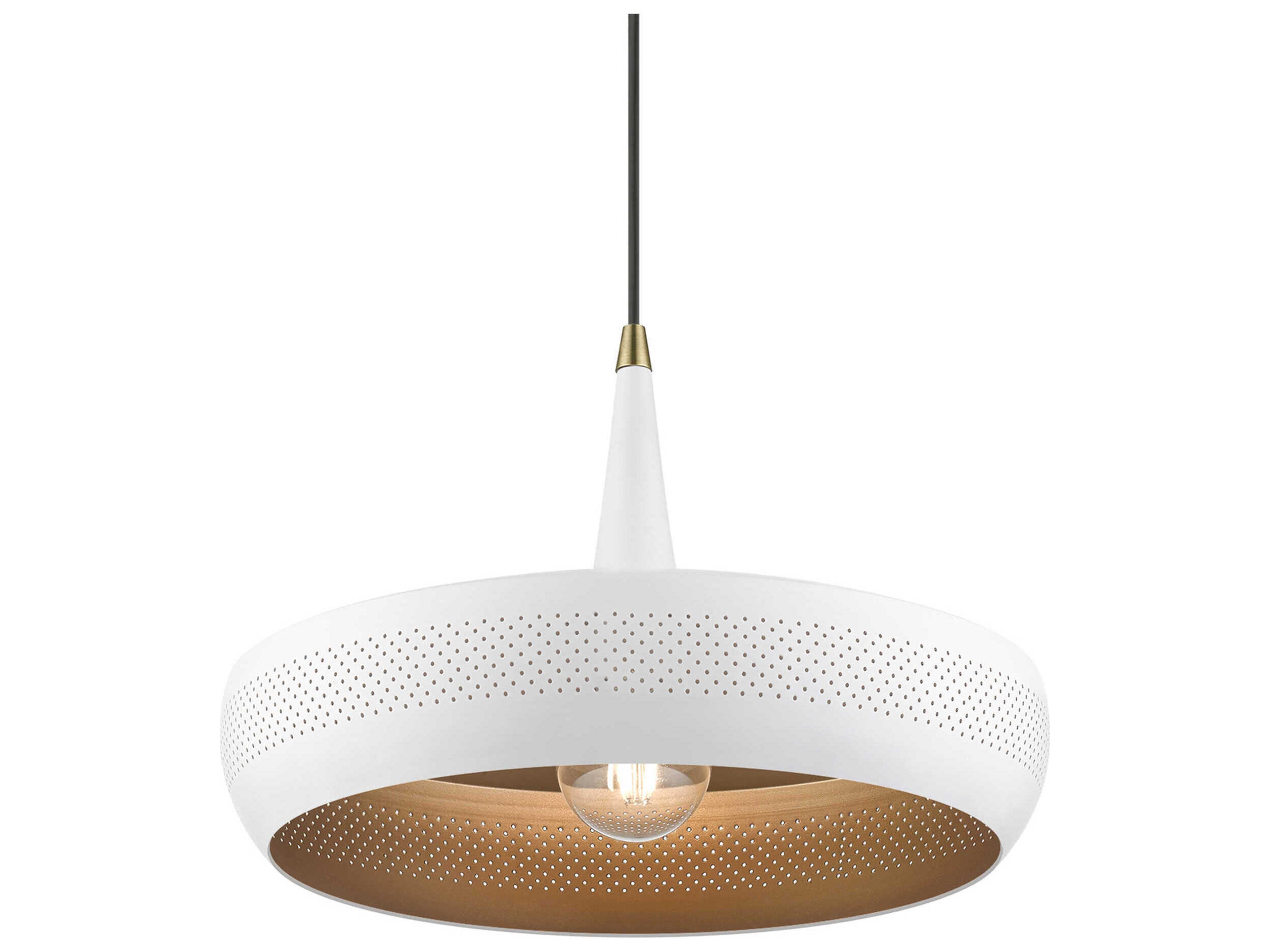 Livex Lighting Banbury 1-Light White Antique Brass Dome Pendant