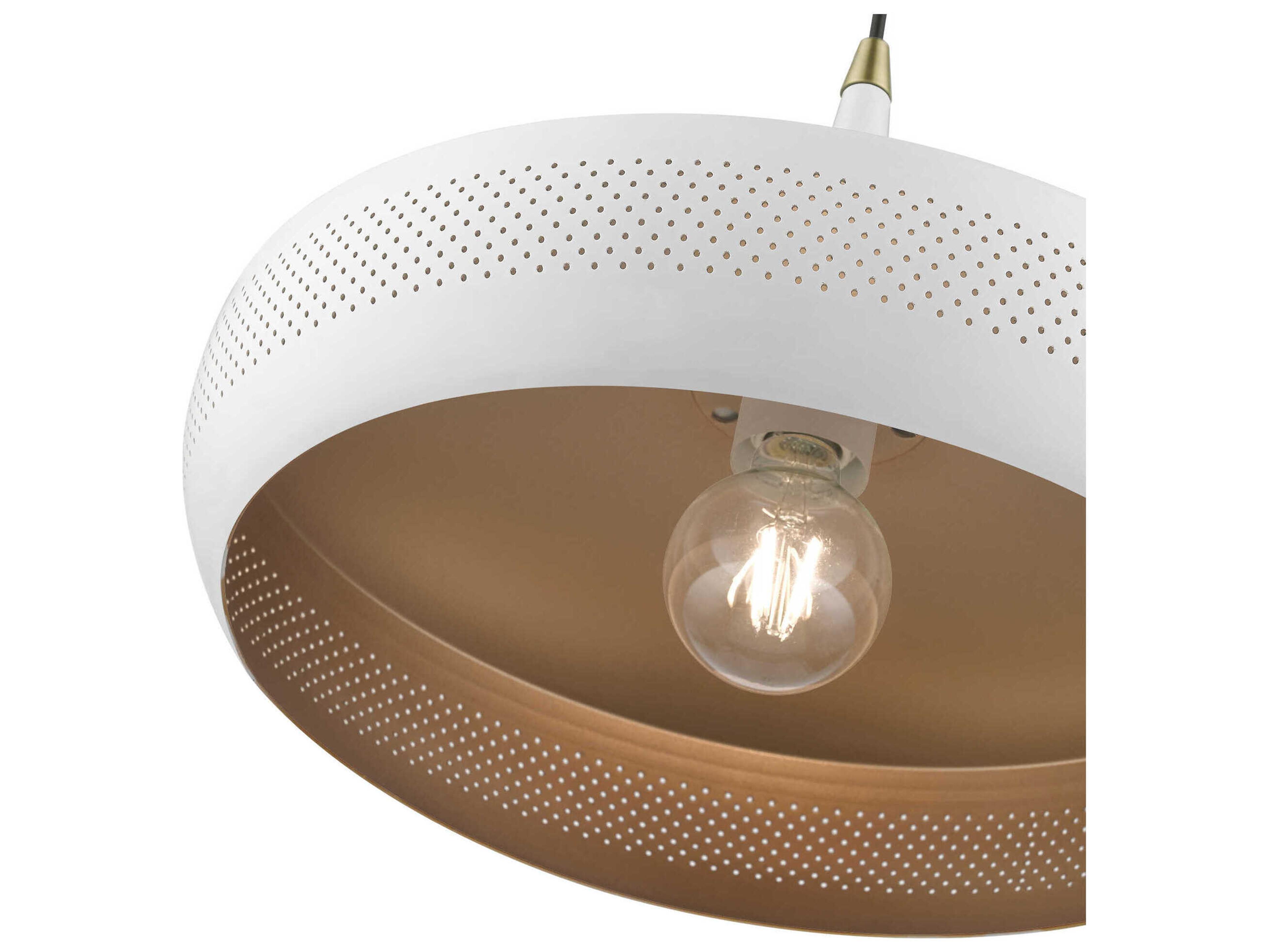 Livex Lighting Banbury 1-Light White Antique Brass Dome Pendant